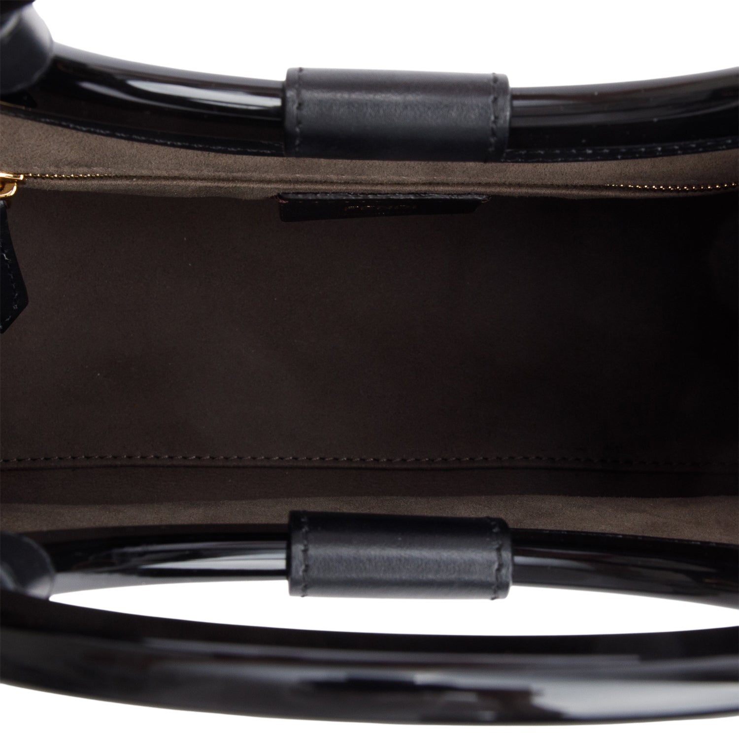 Fendi Brown FF Zucca Glazed Canvas Plexiglass Small Runaway Bag Tote