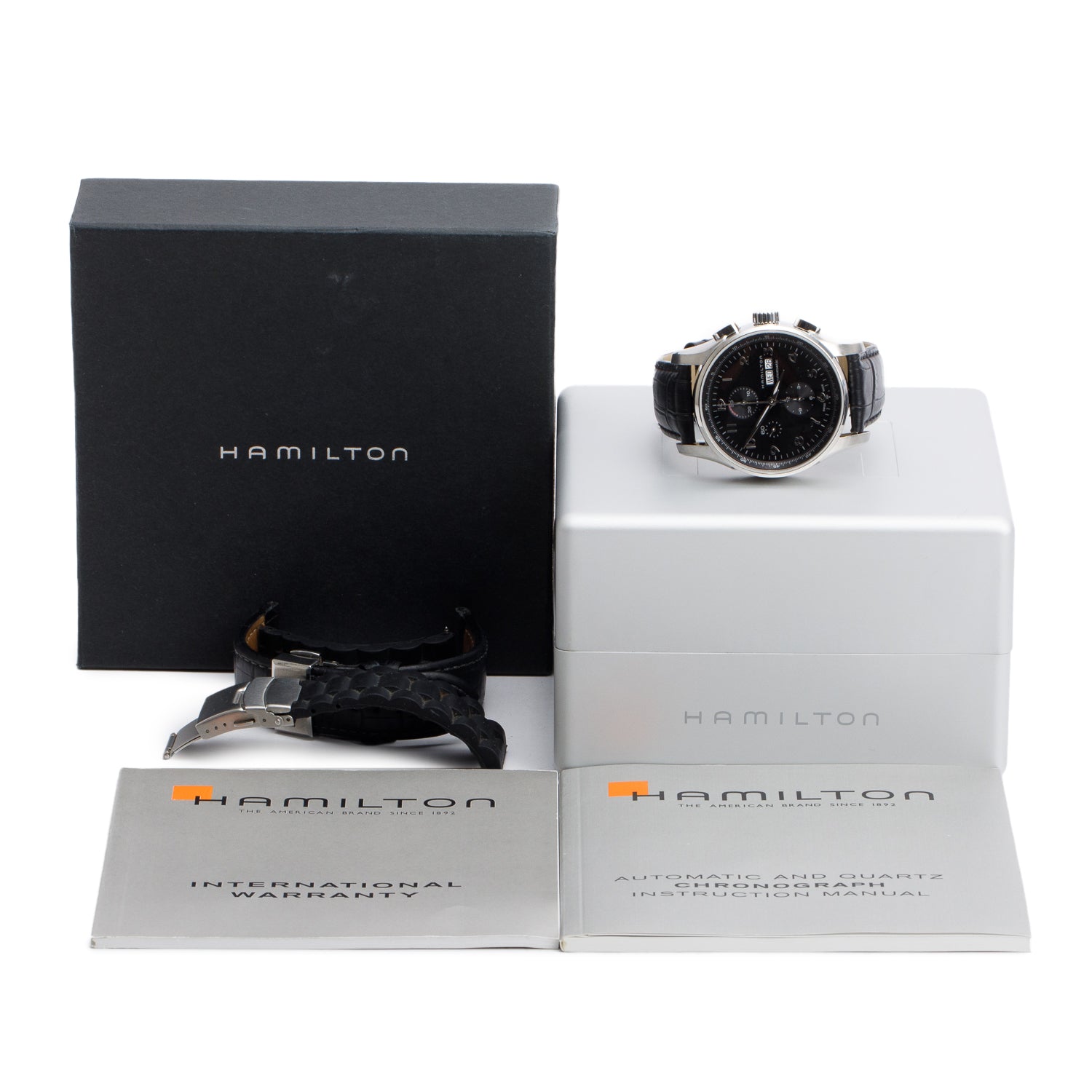 Hamilton Stainless Steel Jazzmaster Maestro 45 MM Automatic Chronograph Watch H327161 w/ Box