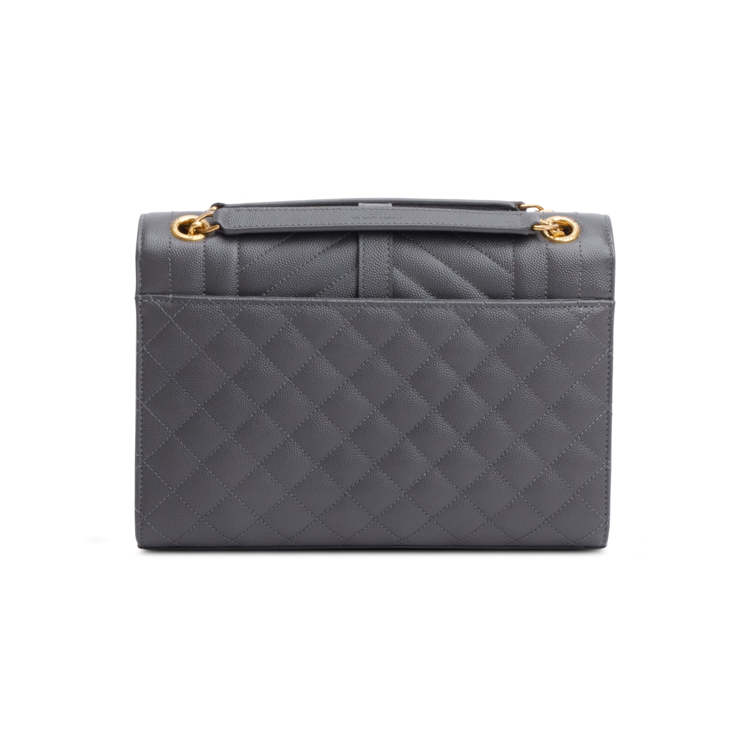 Saint Laurent 2022 Grey Grained De Poudre Medium Envelope Shoulder Bag w/ Box