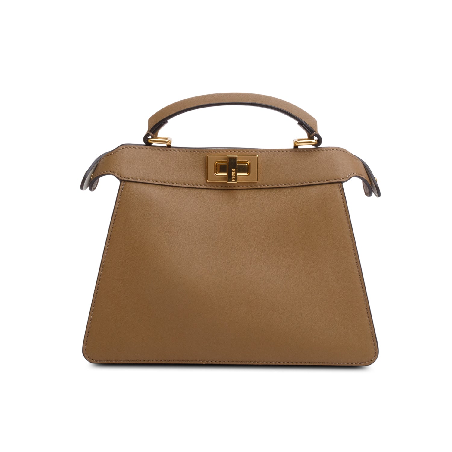 Fendi White/Tan Bicolor Nappa Leather Small Peekaboo ISeeU Bag w/ Strap