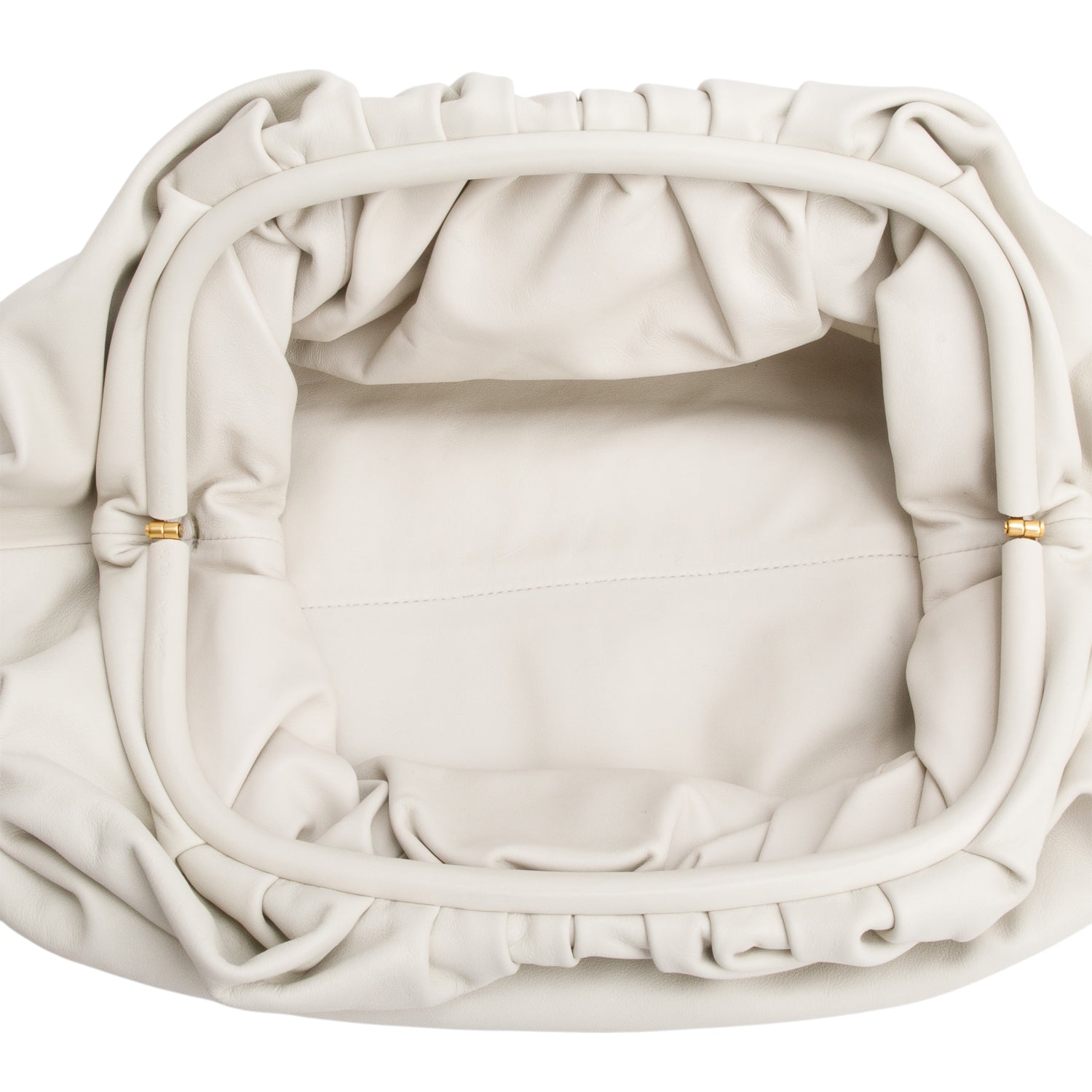 Bottega Veneta White Calfskin Leather The Classic Large Pouch
