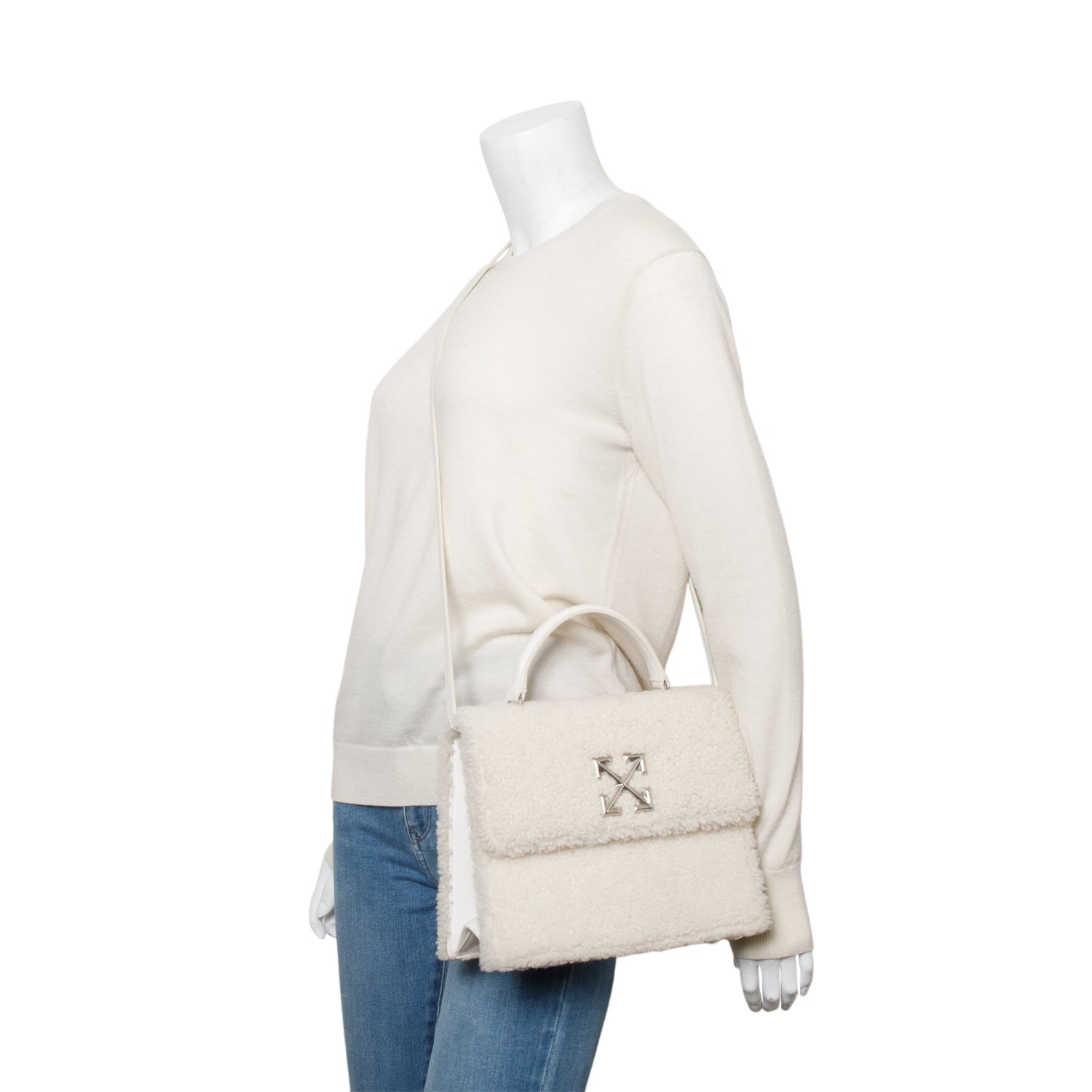 Off-White White Shearling 2.8 Jitney Bag