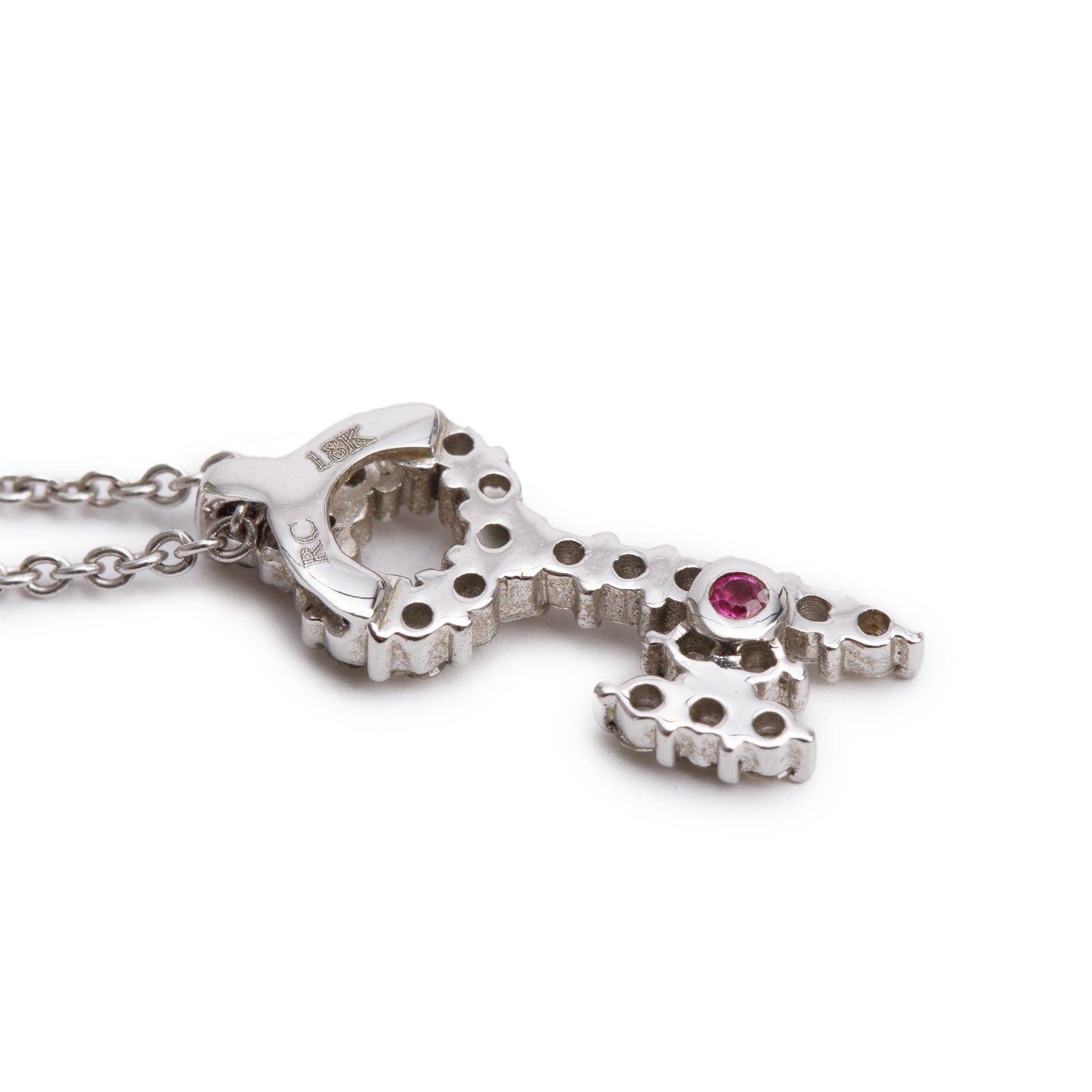 Roberto Coin 18k White Gold Diamond Tiny Treasures Key Pendant Necklace