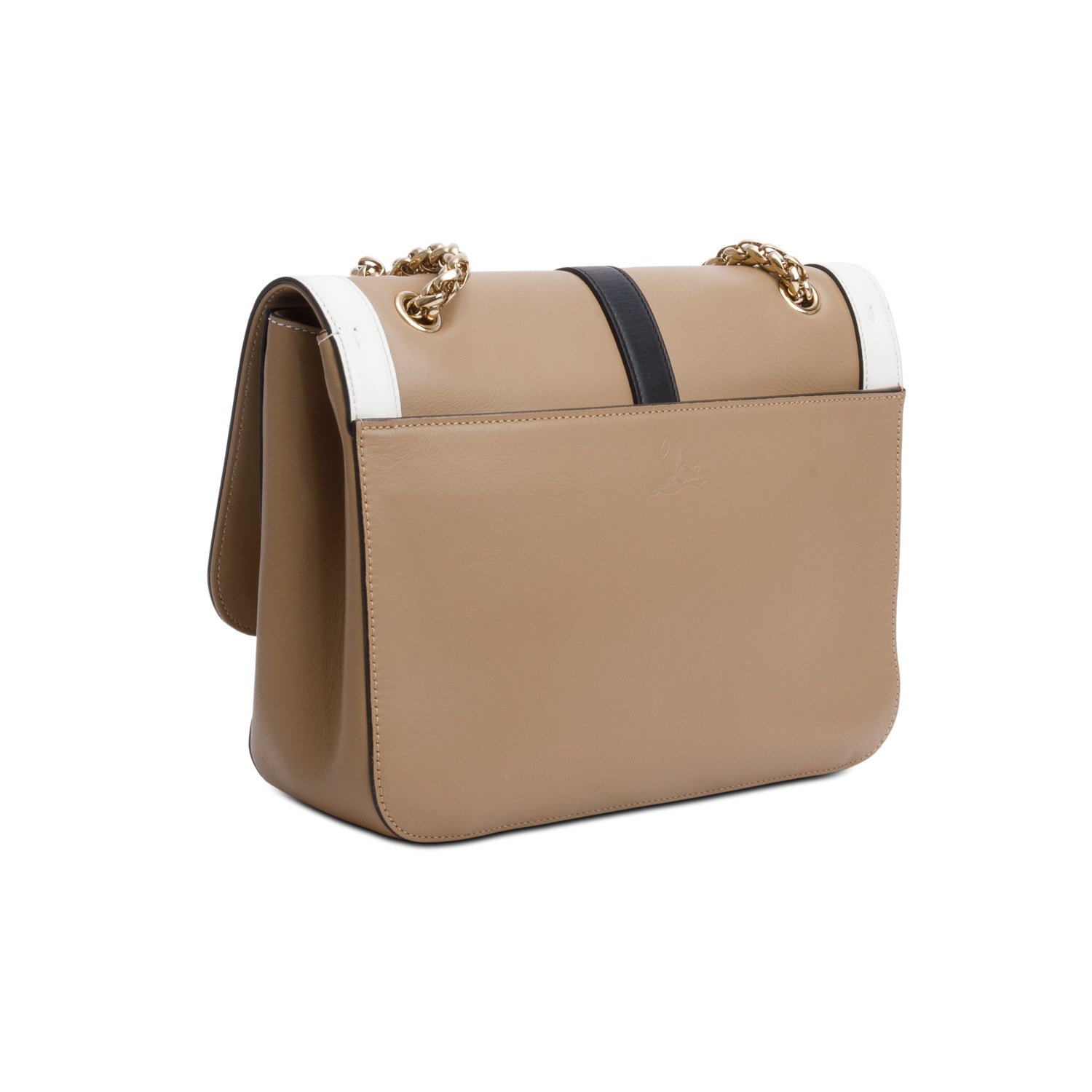Christian Louboutin Beige/White Leather Trim Small Sweet Charity Flap Bag