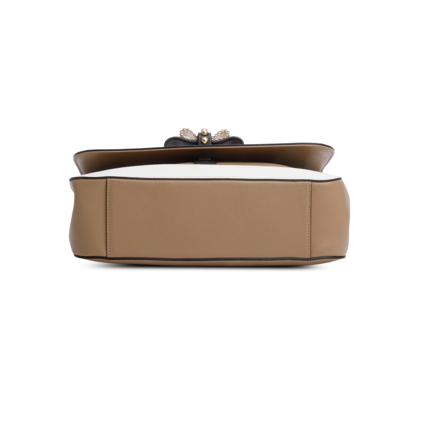 Christian Louboutin Beige/White Leather Trim Small Sweet Charity Flap Bag