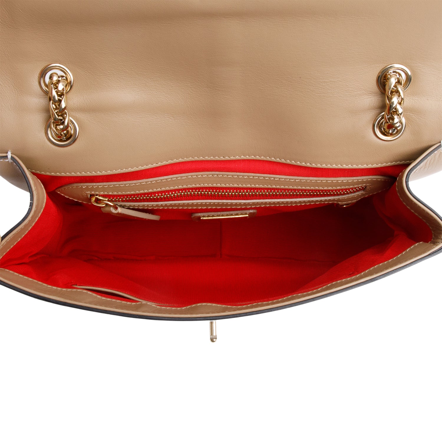 Christian Louboutin Beige/White Leather Trim Small Sweet Charity Flap Bag