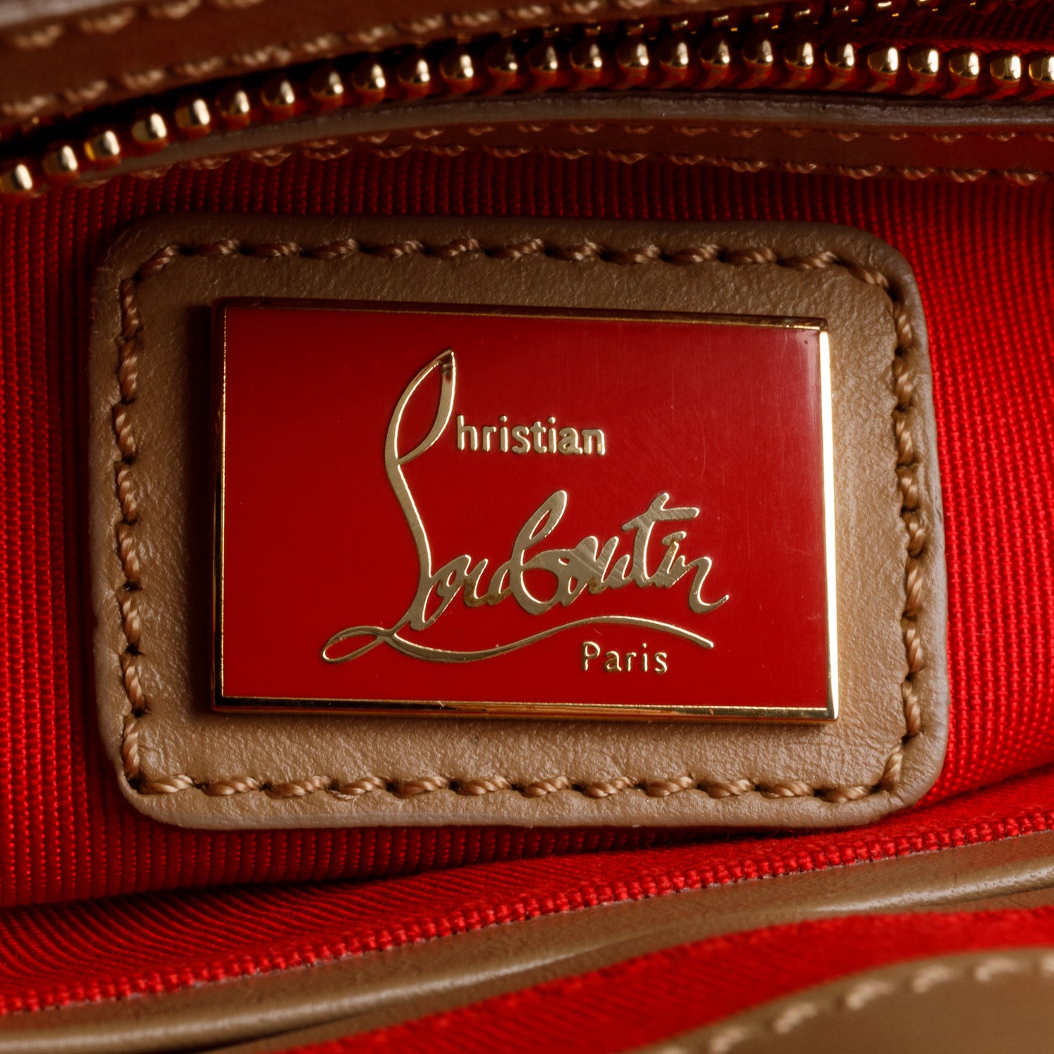 Christian Louboutin Beige/White Leather Trim Small Sweet Charity Flap Bag