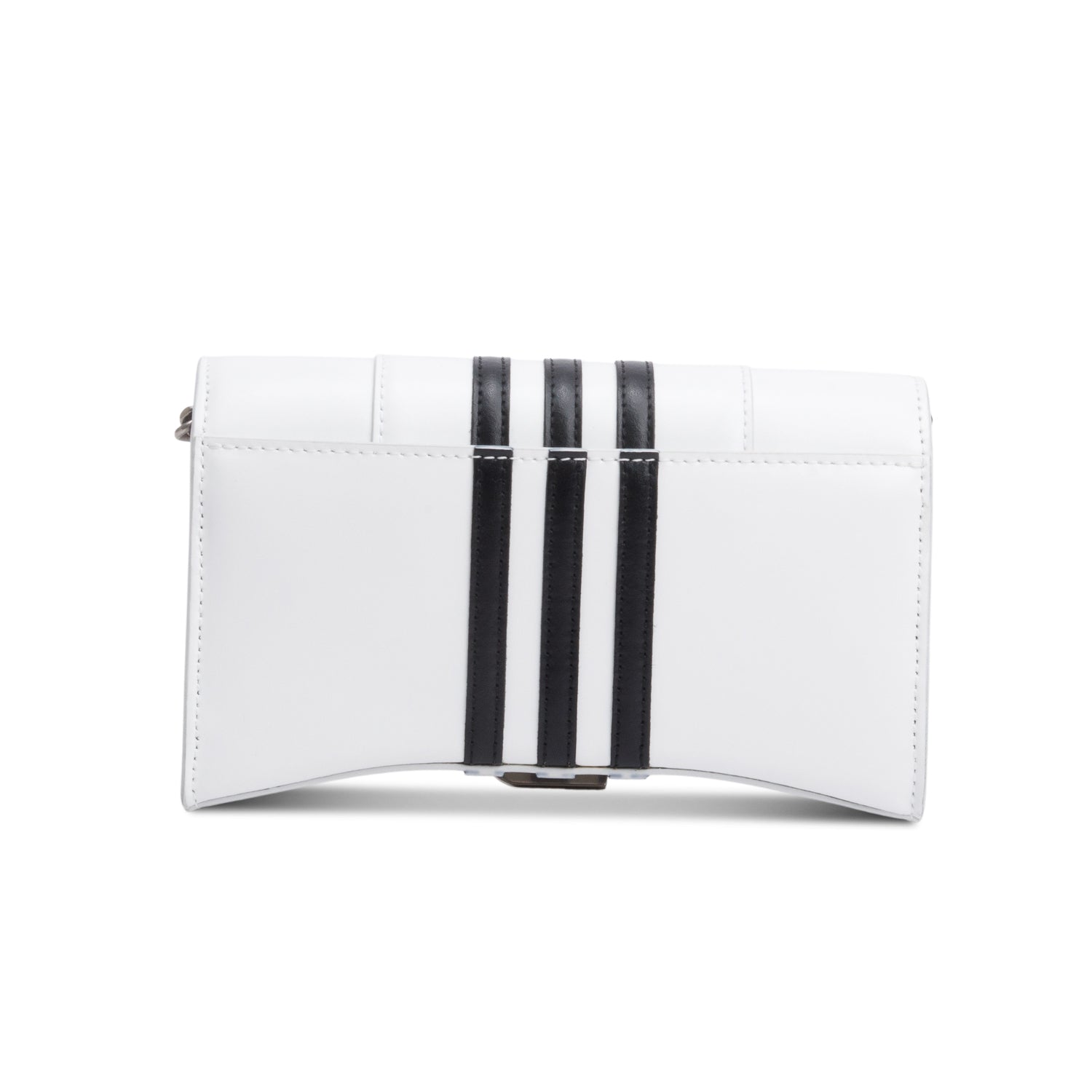 Balenciaga x Adidas White/Black Striped Leather Hourglass Chain Wallet