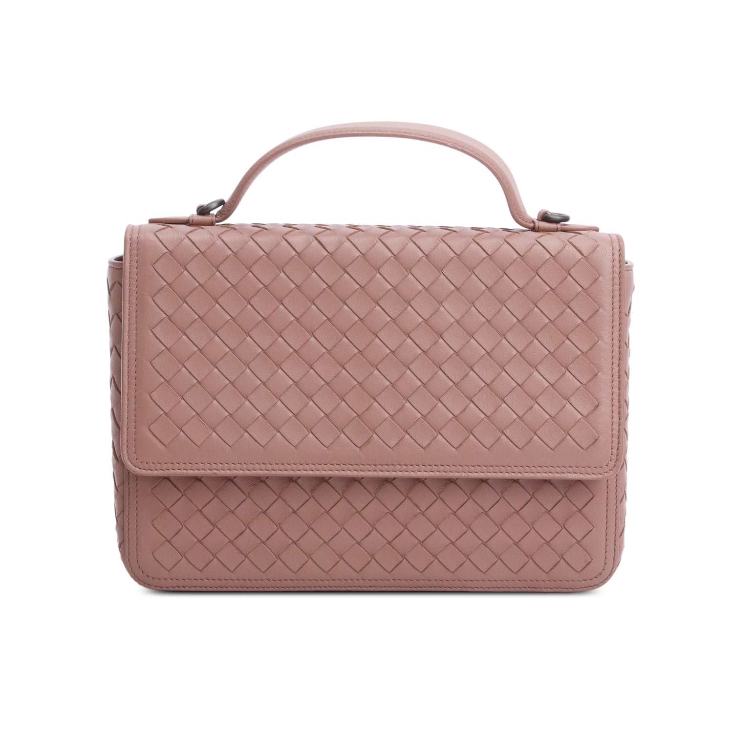 Bottega Veneta Pink Intrecciato Leather Alumna Flap Shoulder Bag
