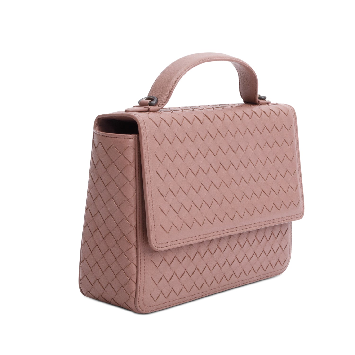 Bottega Veneta Pink Intrecciato Leather Alumna Flap Shoulder Bag