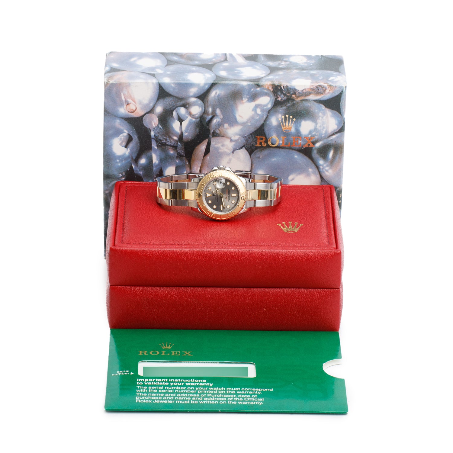 Rolex Stainless Steel & 18k Yellow Gold Ladies Yacht-Master Date 29 MM Silver Dial Automatic Watch 69623 w/ Box & Papers