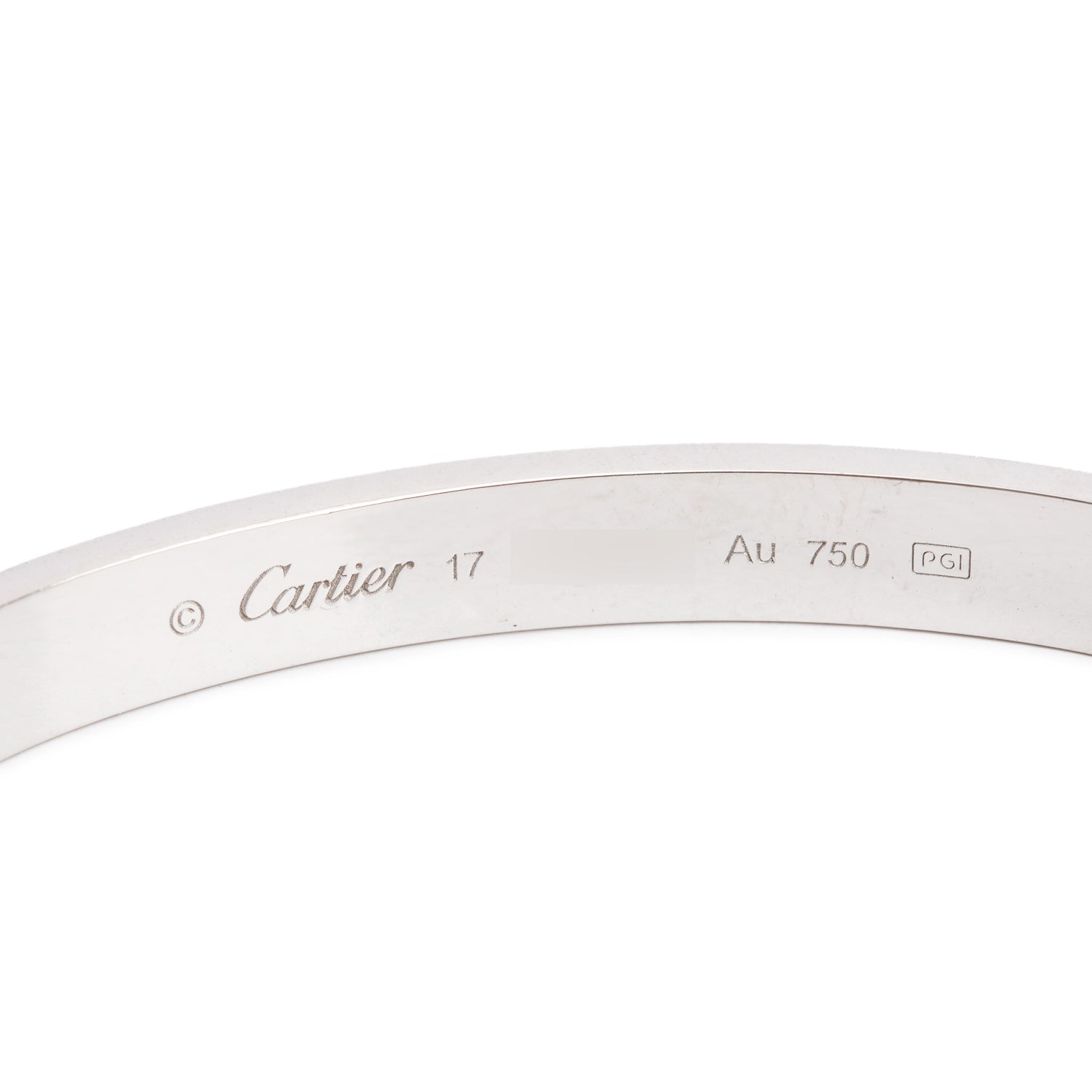 Cartier 18k White Gold Love Bracelet, Size 17 w/ Box