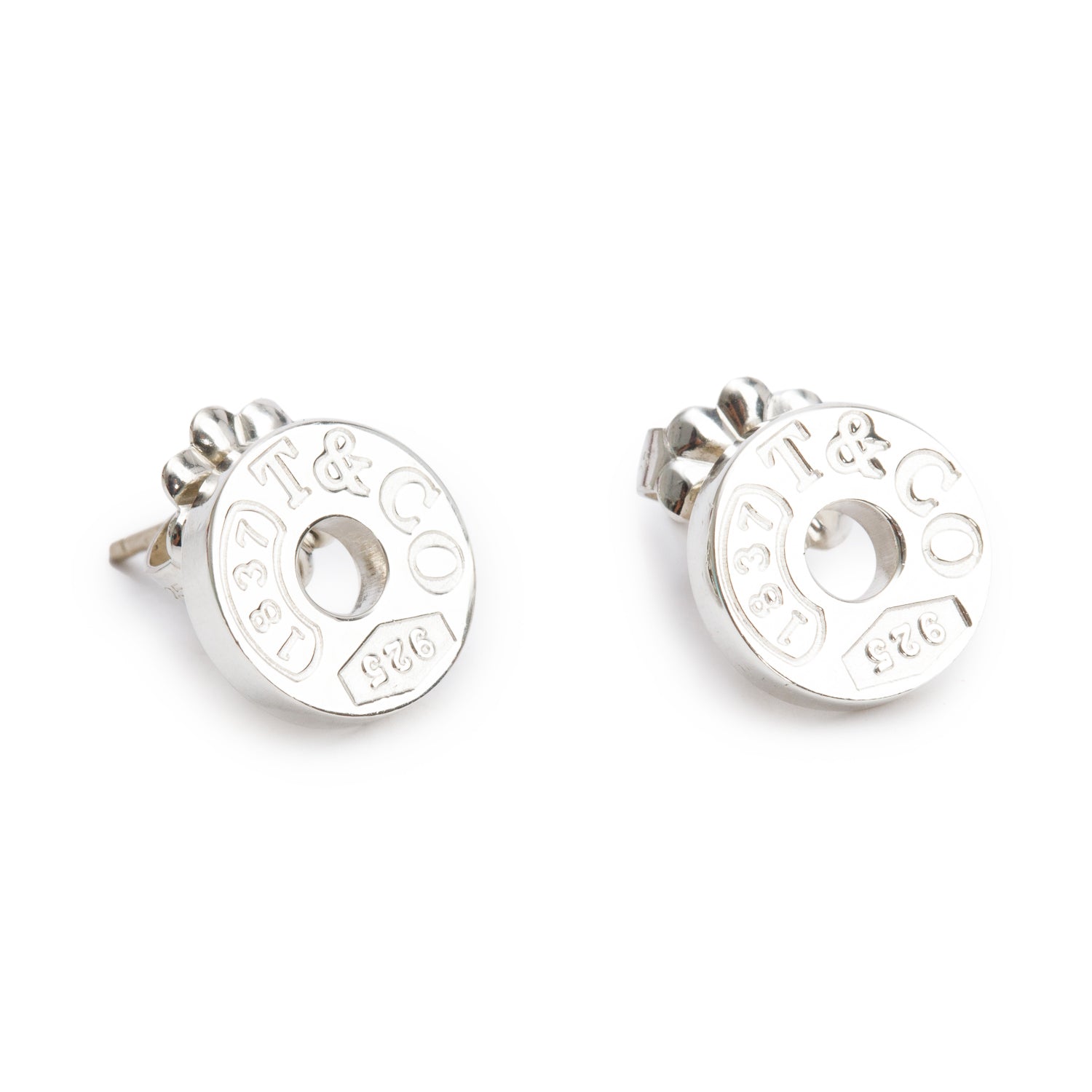 Tiffany & Co. Sterling Silver 1837 Circle Stud Earrings