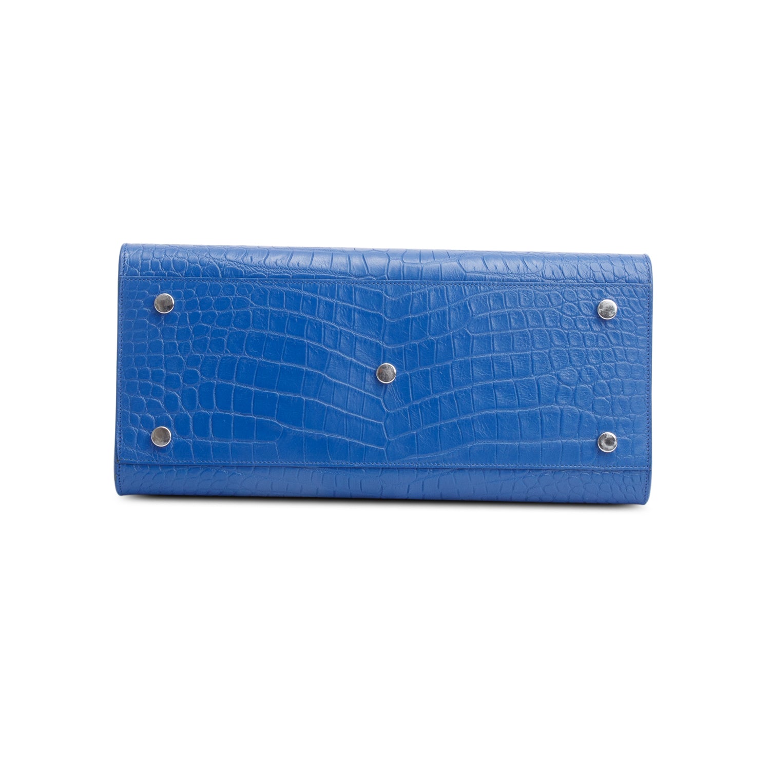 Saint Laurent Blue Crocodile Embossed Calfskin Leather Small Sac De Jour w/ Strap