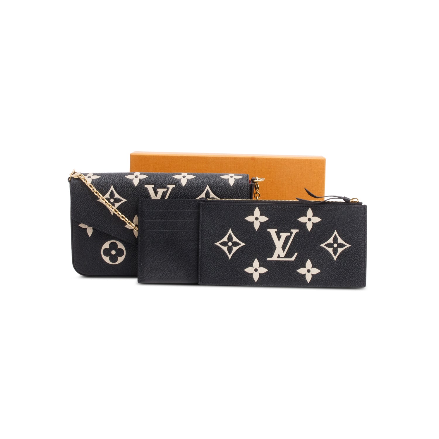 Louis Vuitton Bicolor Monogram Empreinte Leather Felicie Pochette w/ Inserts & Box