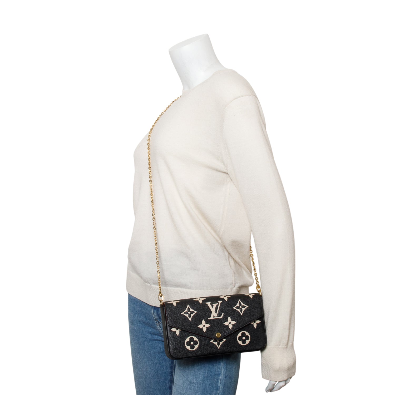 Louis Vuitton Bicolor Monogram Empreinte Leather Felicie Pochette w/ Inserts & Box