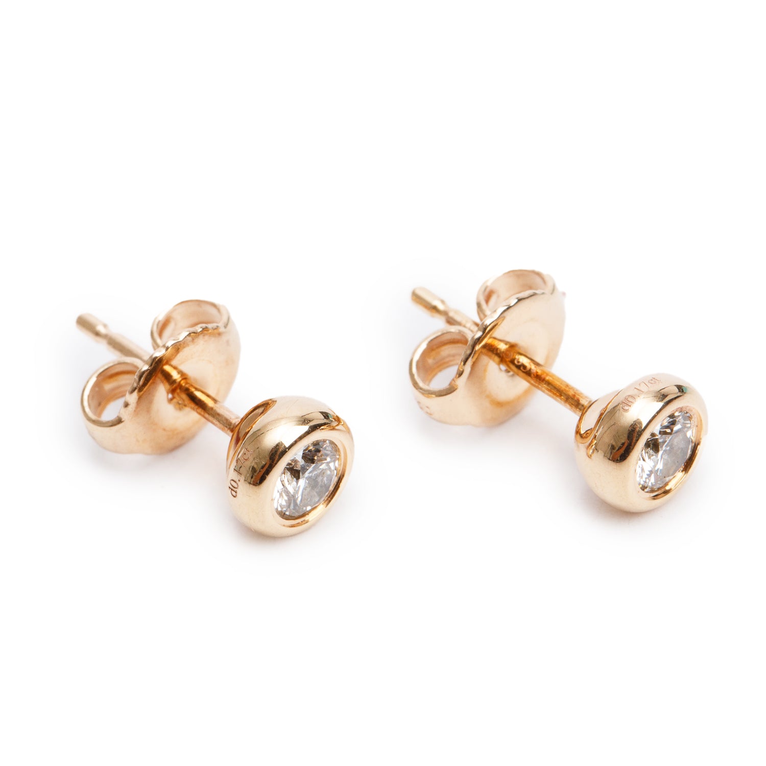 Tiffany & Co. 2022 Elsa Peretti 18k Rose Gold 0.34 tcw Diamonds By the Yard Stud Earrings w/ Box & Receipt