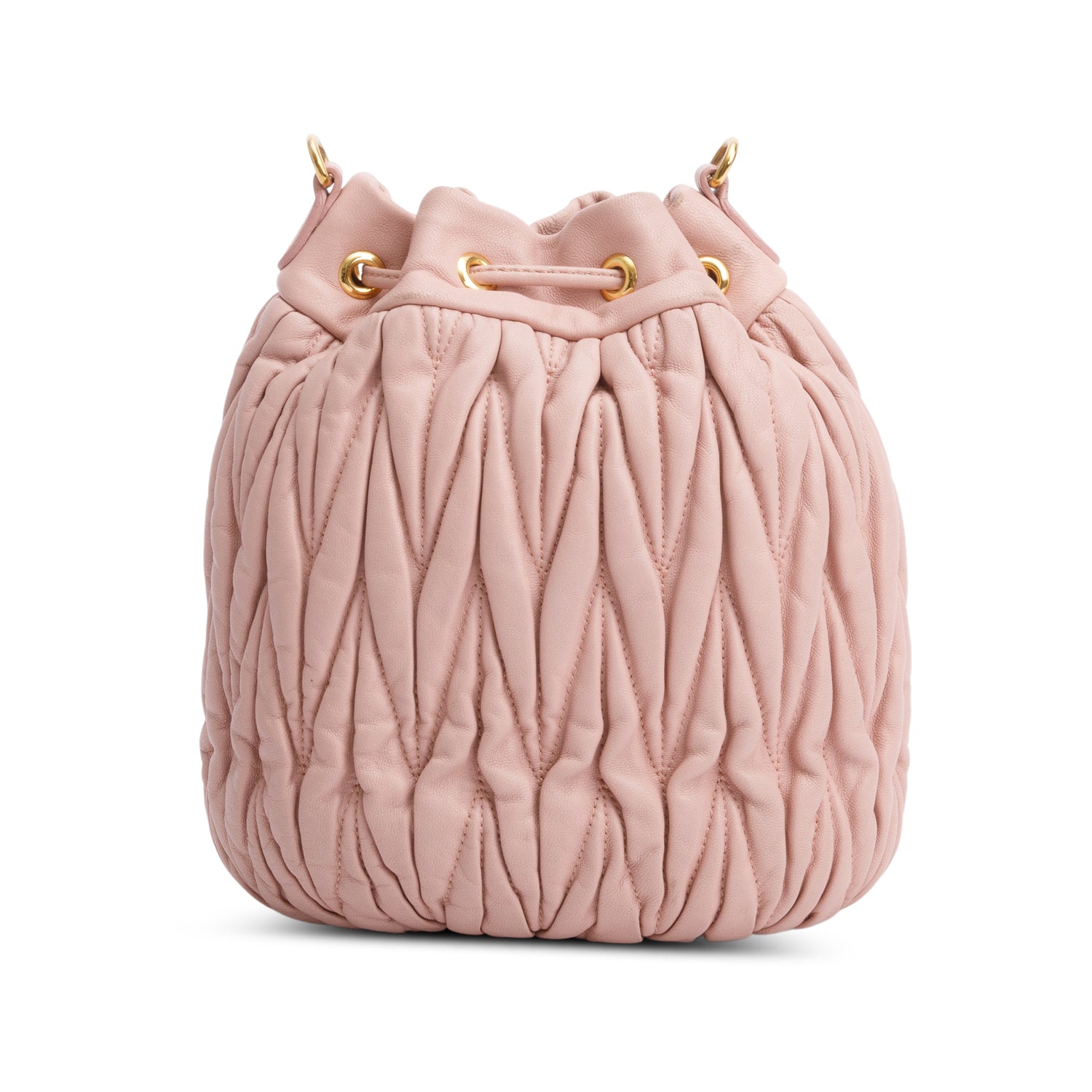 Miu Miu Pink Nappa Matelasse Leather Bucket Bag w/ Strap