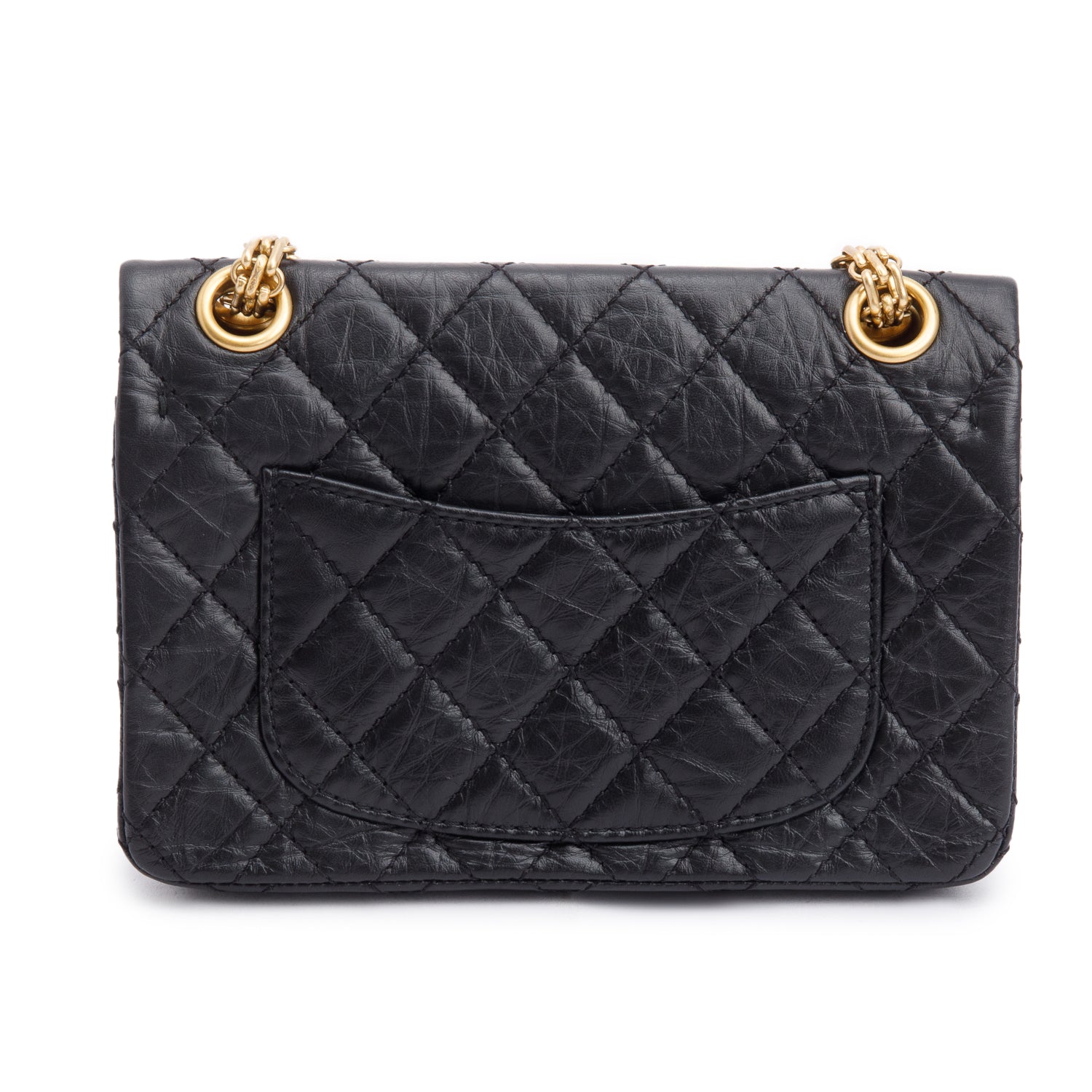 Chanel Black Quilted Aged Calfskin Leather Mini 2.55 Reissue Flap Bag w/ Box