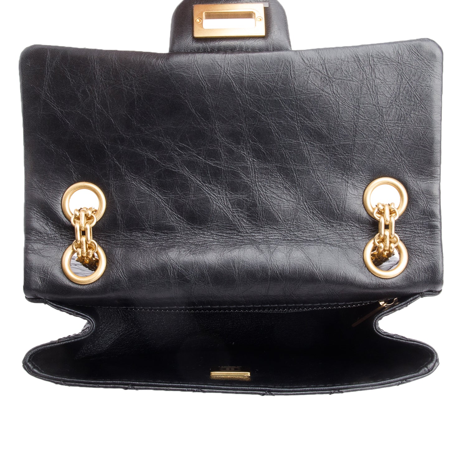 Chanel Black Quilted Aged Calfskin Leather Mini 2.55 Reissue Flap Bag w/ Box