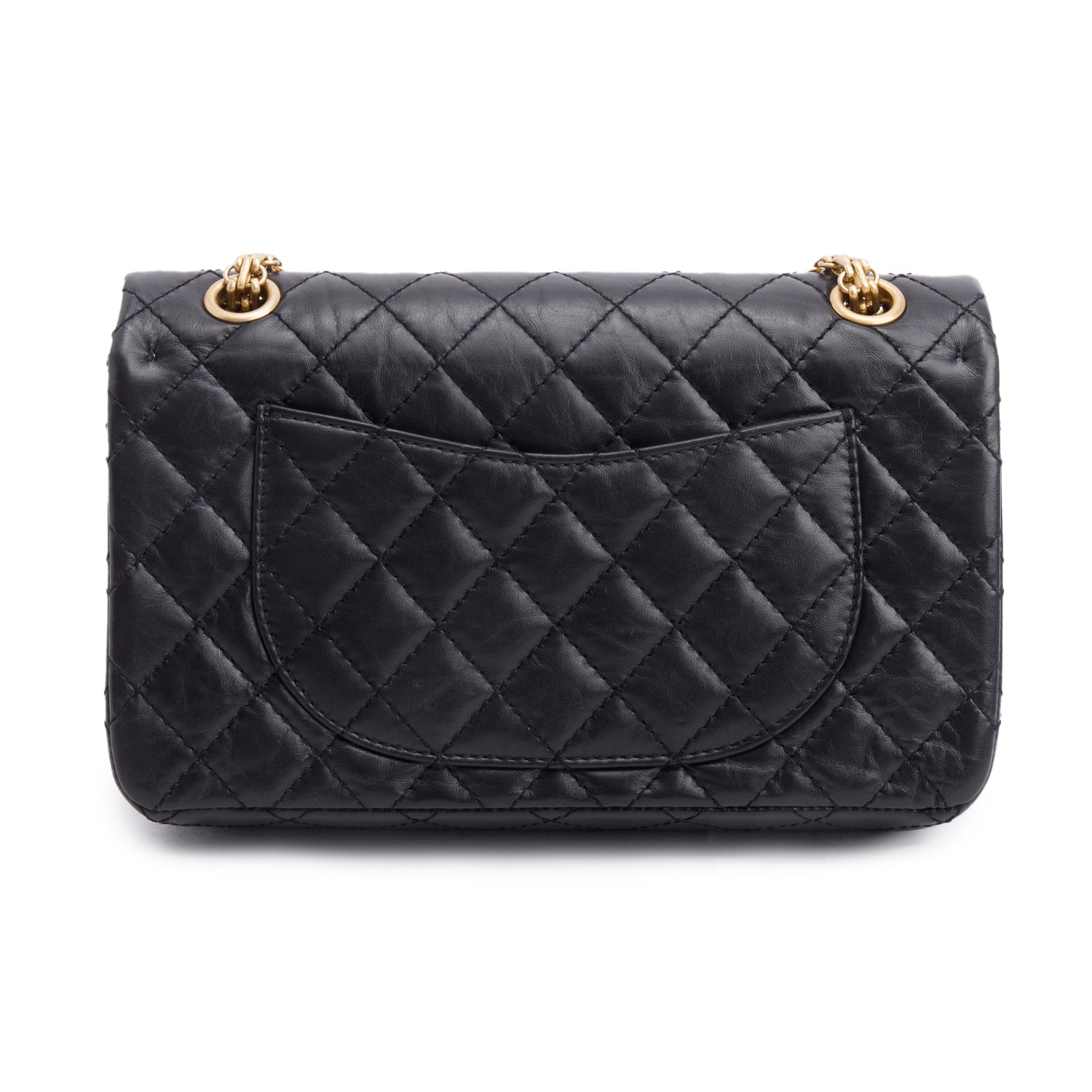 Chanel Black Aged Calfskin Leather 2.55 Reissue 225 Double Flap Bag w/ Box