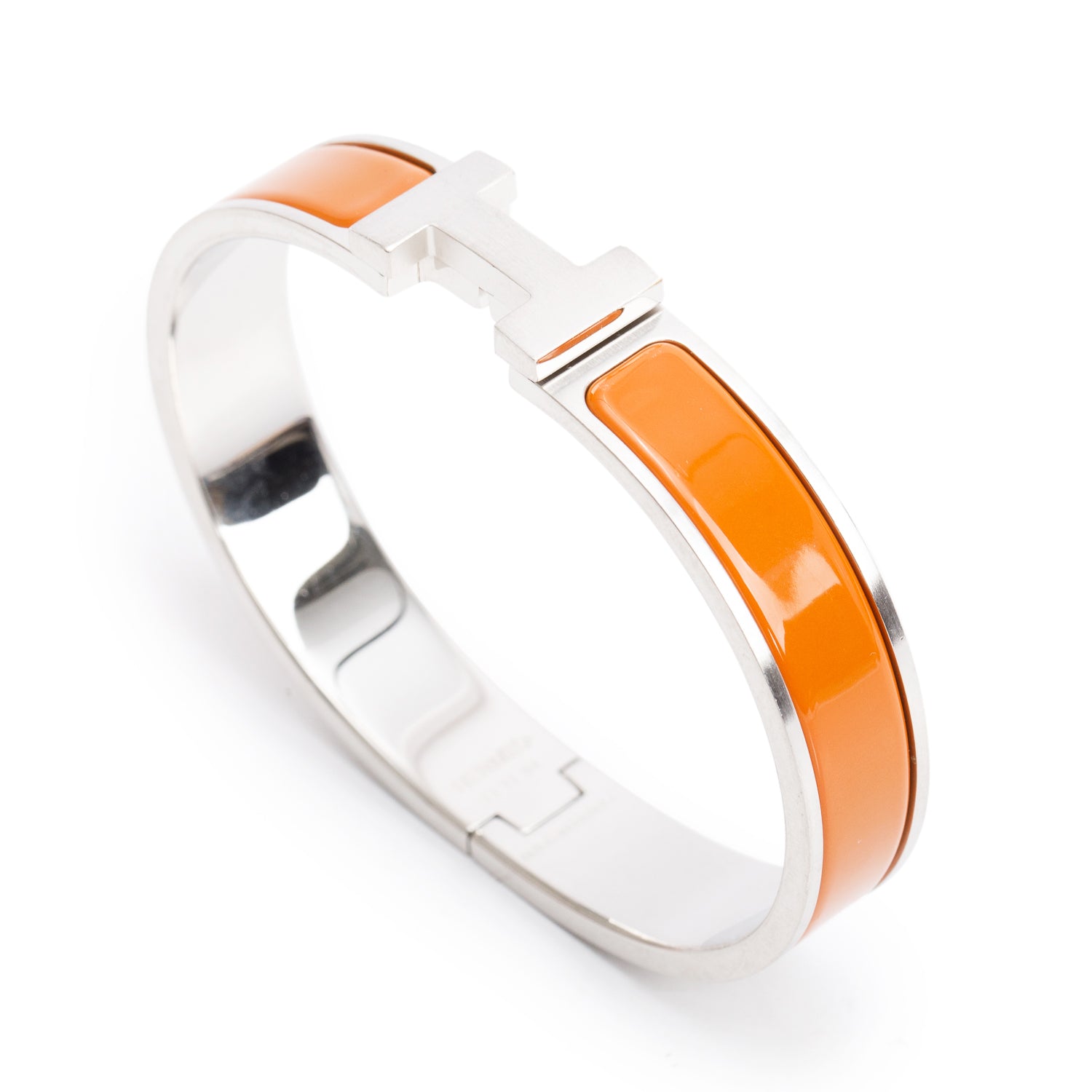 Hermes Palladium Plated Gold Mat Matte Enamel 12 MM Clic HH Bracelet