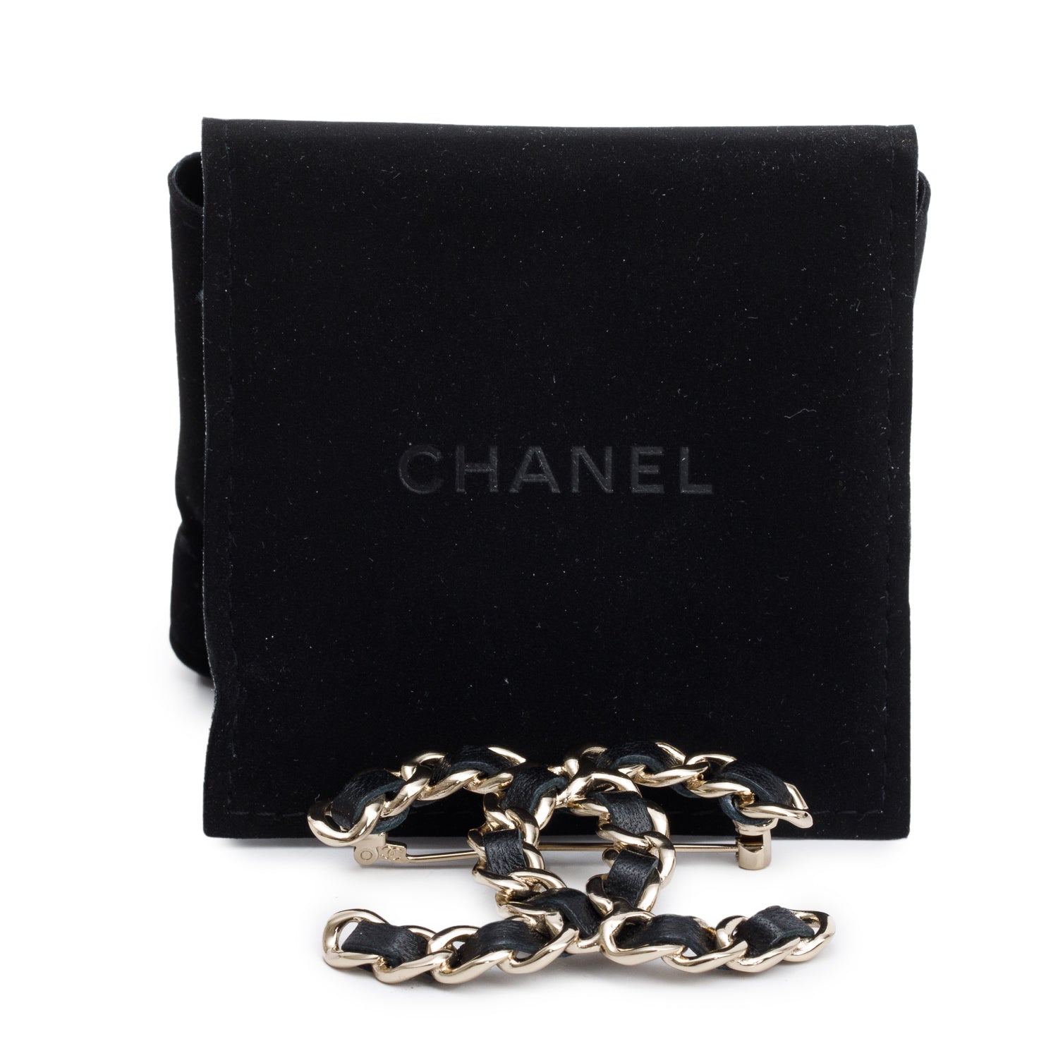 Chanel 2022 Gold Plated Leather CC Brooch