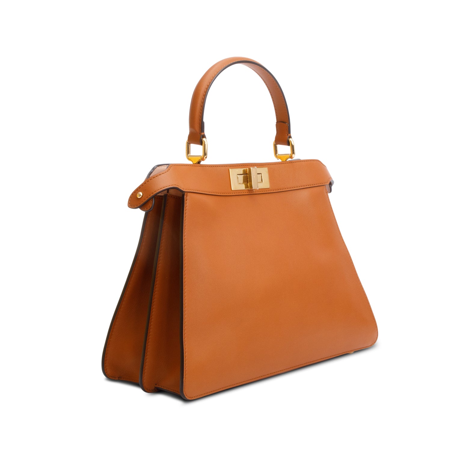 Fendi 2021 Brown Calfskin Leather Medium Peekaboo ISeeU Bag w/ Strap, Box & Receipt