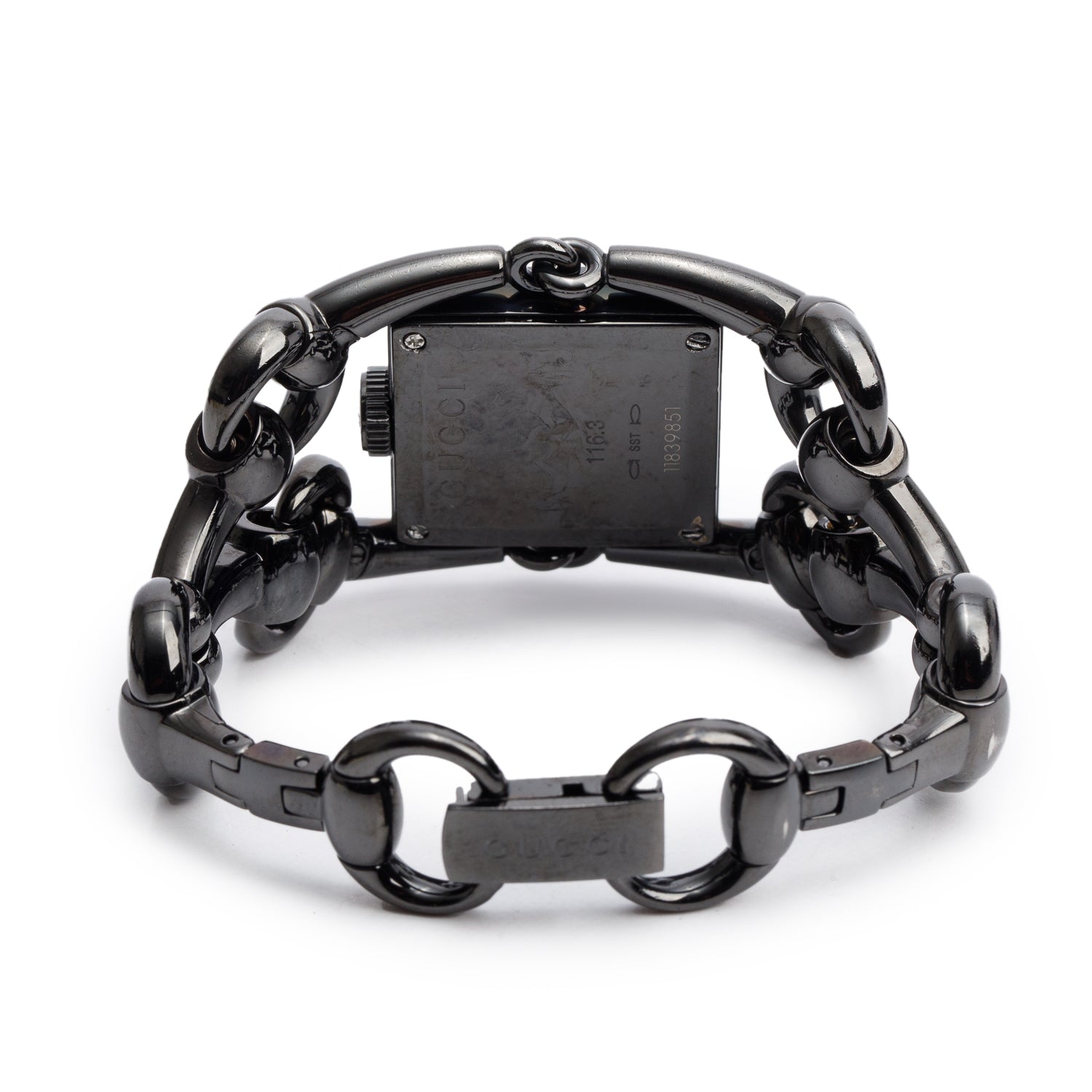 Gucci Black PVD Stainless Steel Signoria Watch 116.3 w/ Box