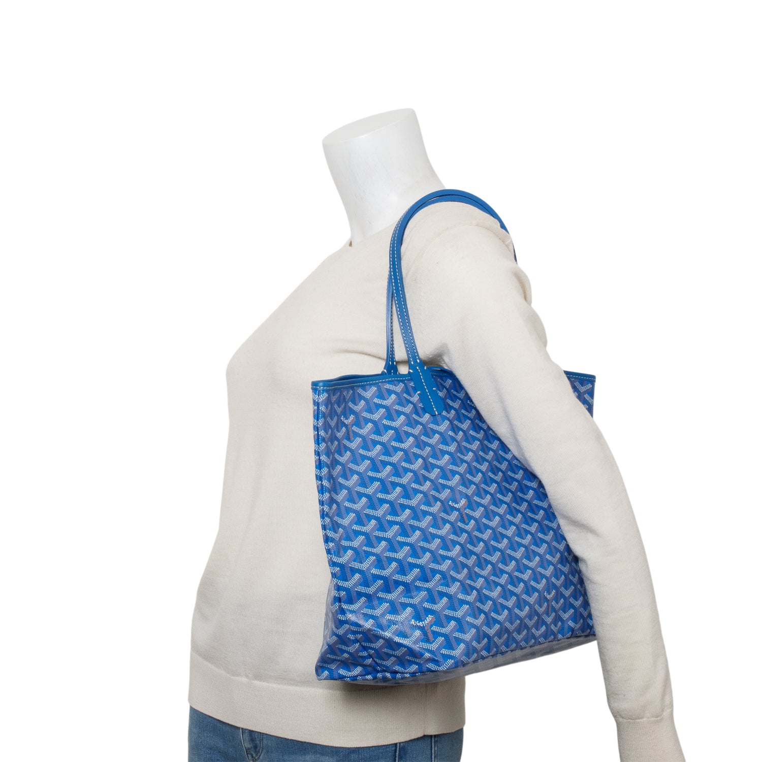 Goyard Blue Monogram Canvas Saint Louis Tote PM w/ Pouch
