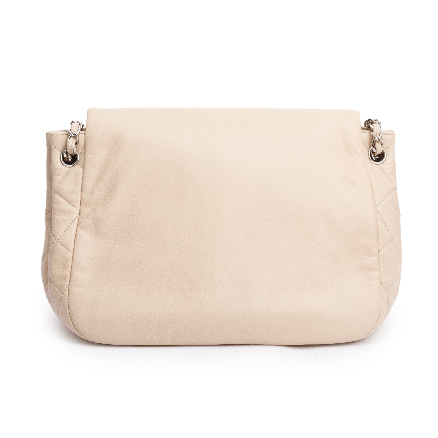 Chanel White Caviar Leather CC Timeless Accordion Flap Bag w/ Authenticity Card