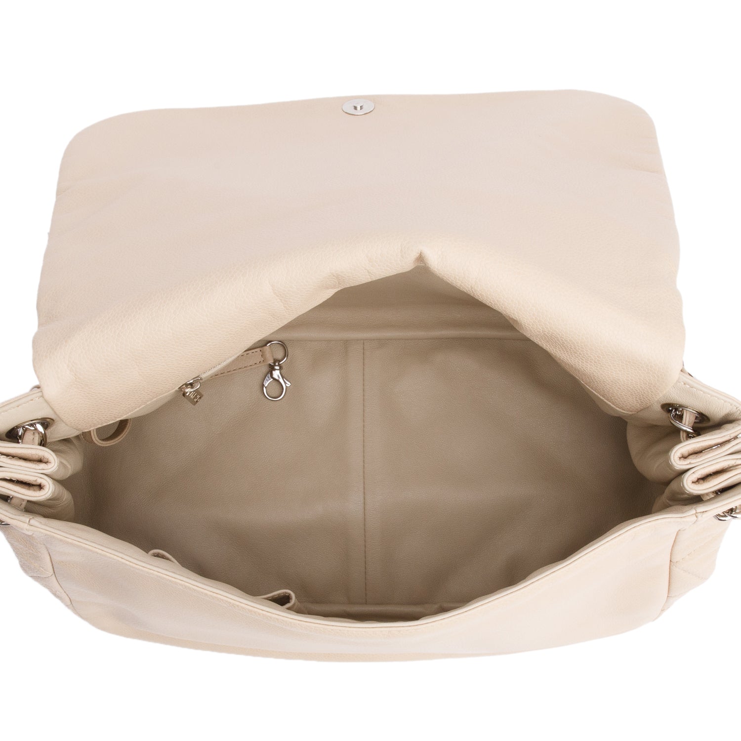 Chanel White Caviar Leather CC Timeless Accordion Flap Bag w/ Authenticity Card