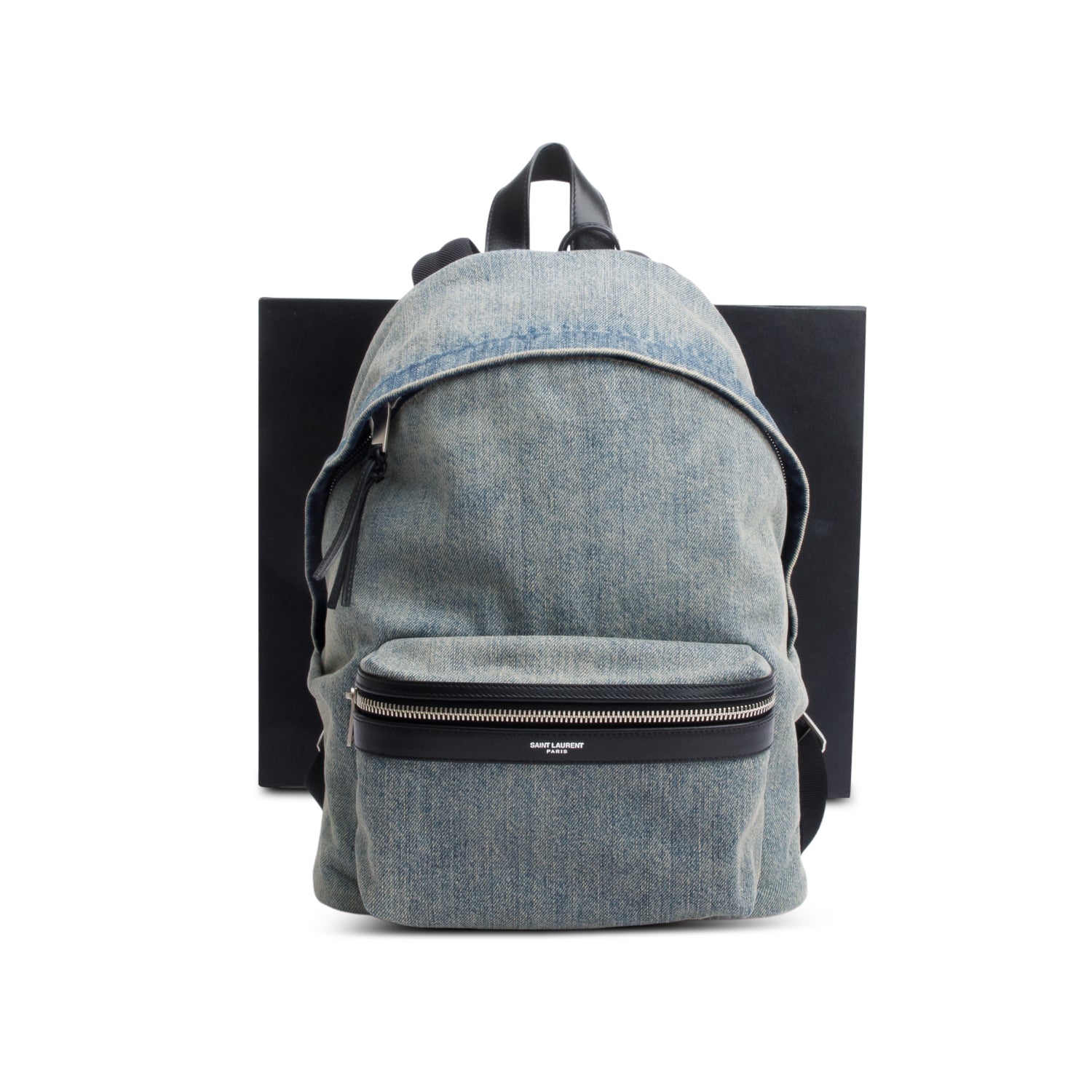 Saint Laurent Blue Denim City Backpack w/ Box