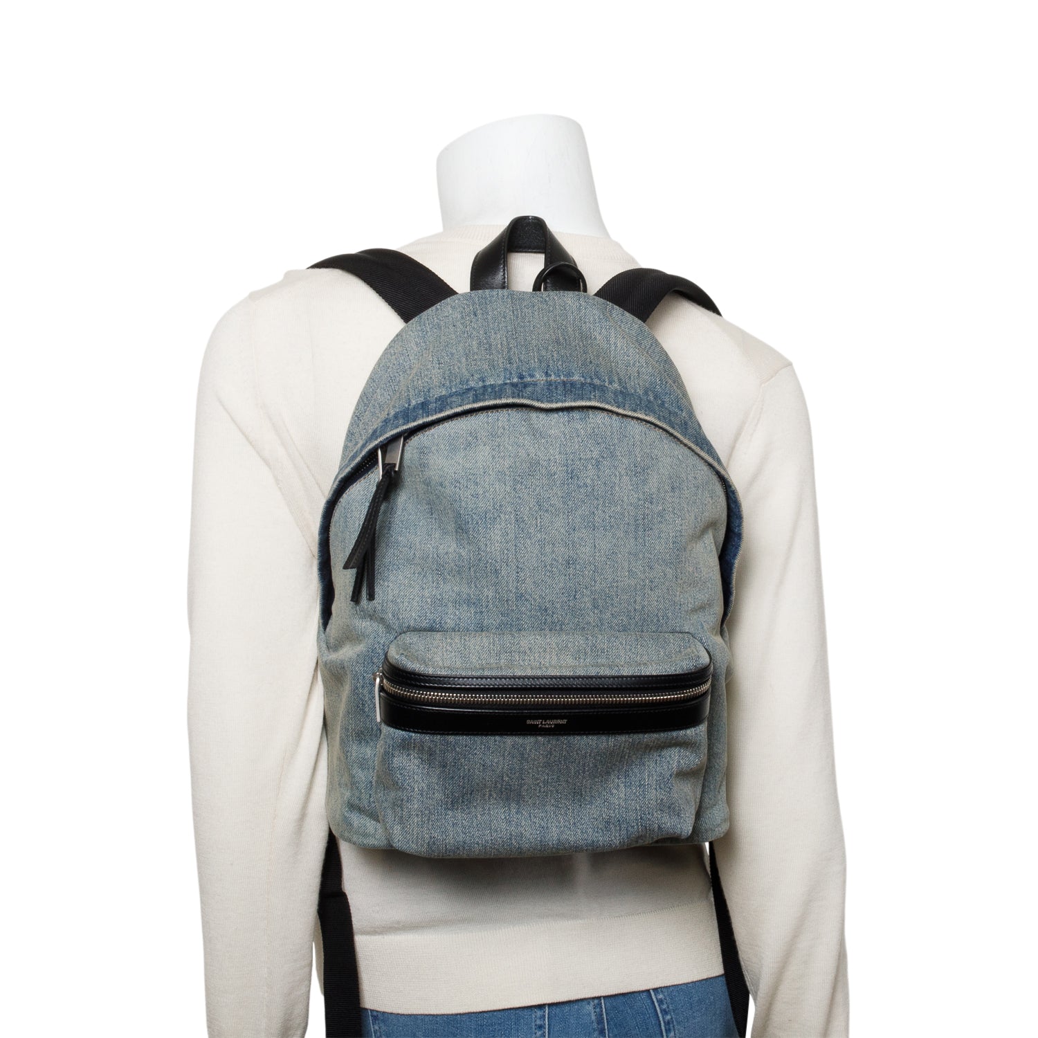 Saint Laurent Blue Denim City Backpack w/ Box
