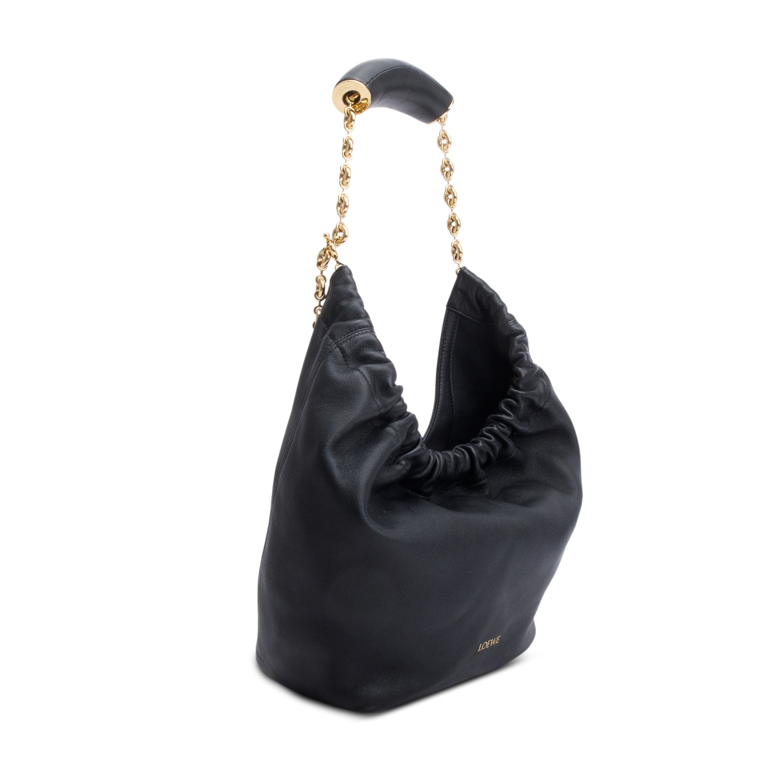 Loewe 2023 Black Supple Smooth Leather Small Squeezed Bag w/ Box