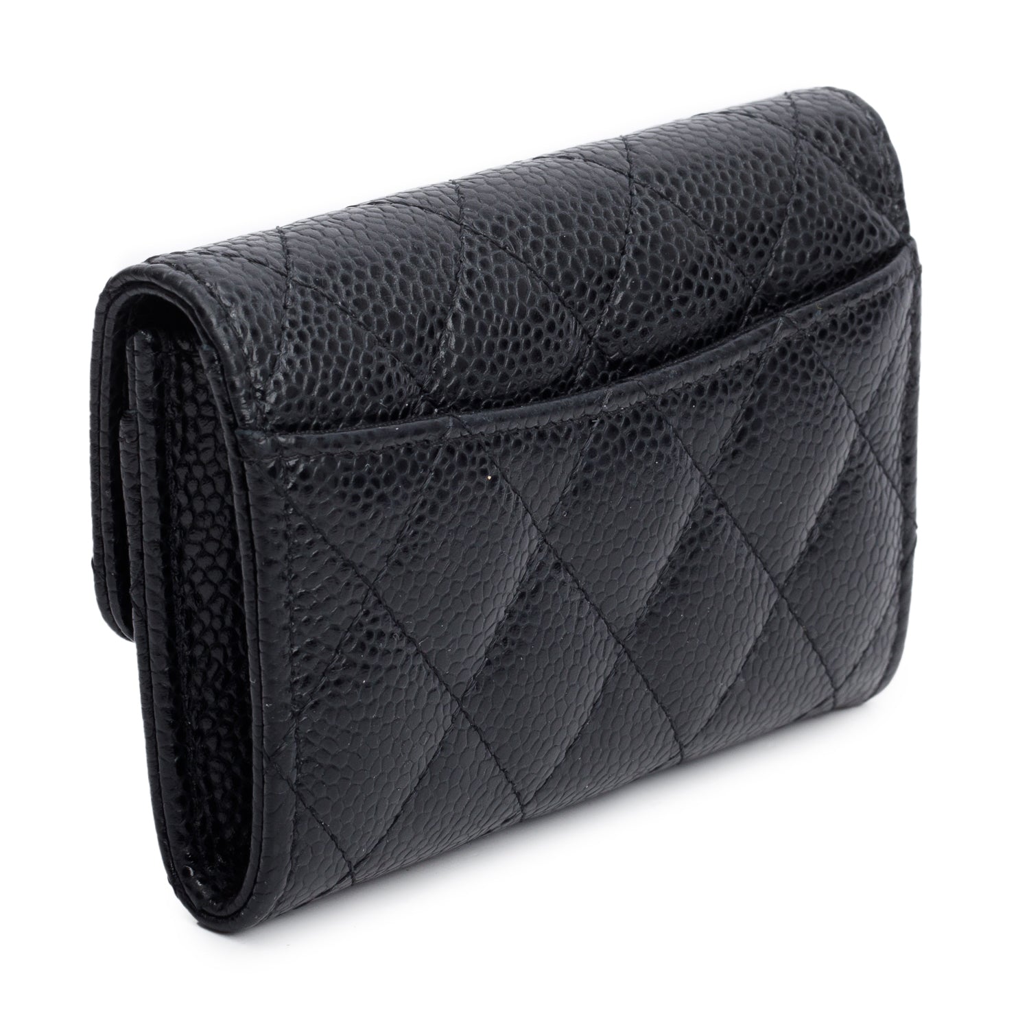 Chanel 2021 Black Quilted Caviar Leather Classic Flap Card Holder w/ Box & Authenticity Card