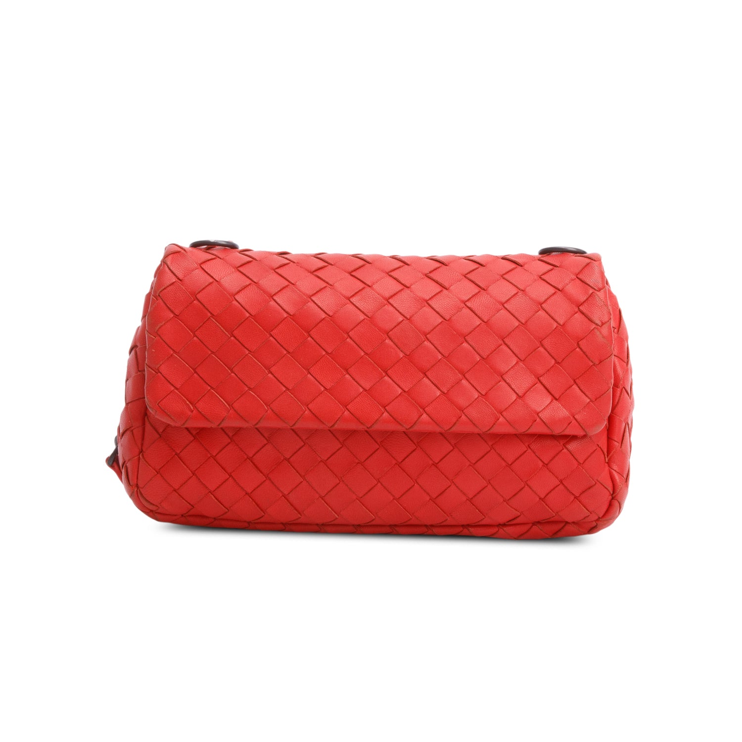 Bottega Veneta Red Intrecciato Small Chain Messenger Bag