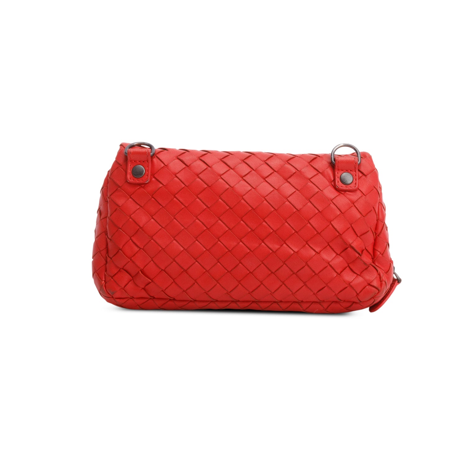 Bottega Veneta Red Intrecciato Small Chain Messenger Bag
