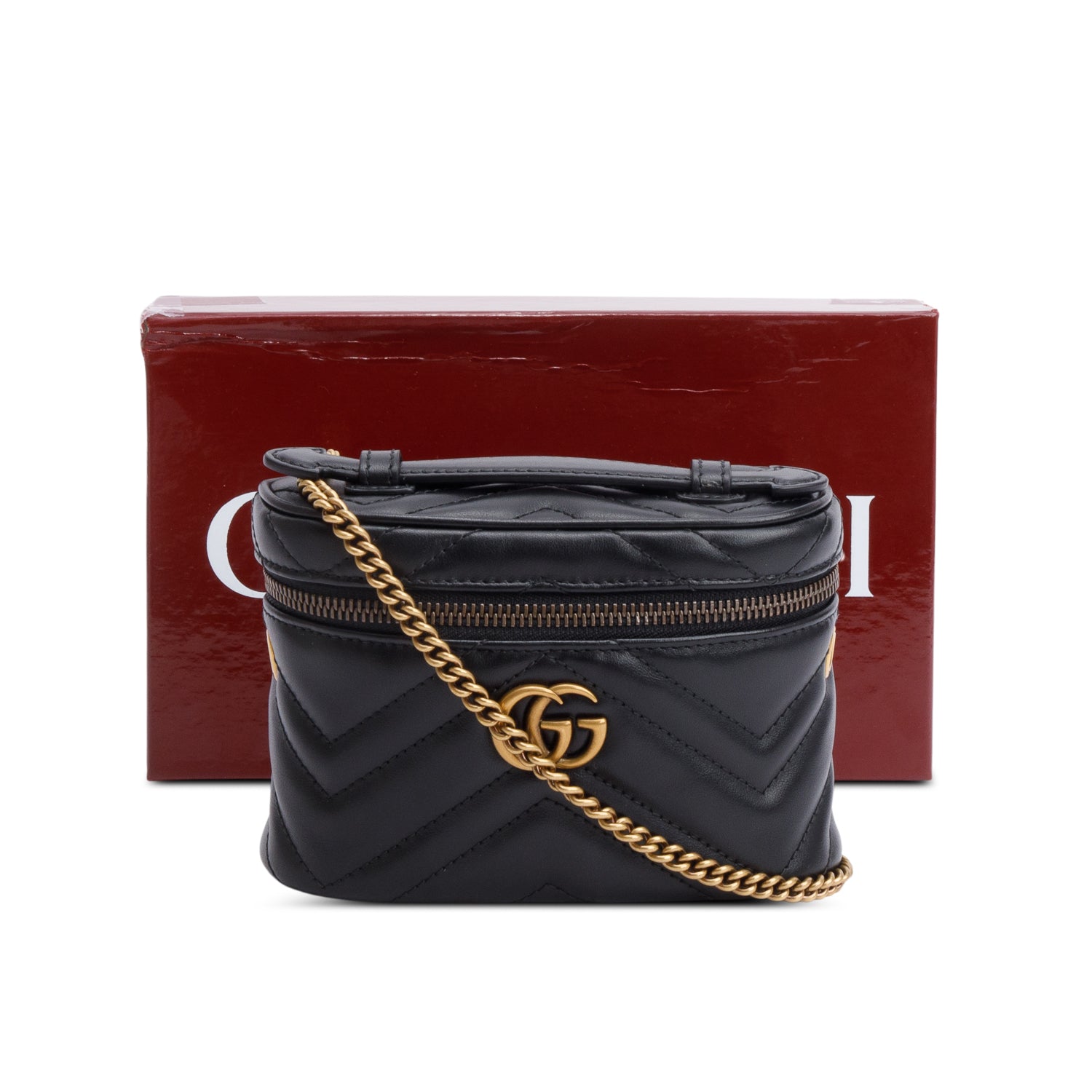 Gucci GG Marmont Matelasse Leather Mini Top Handle Bag w/ Box