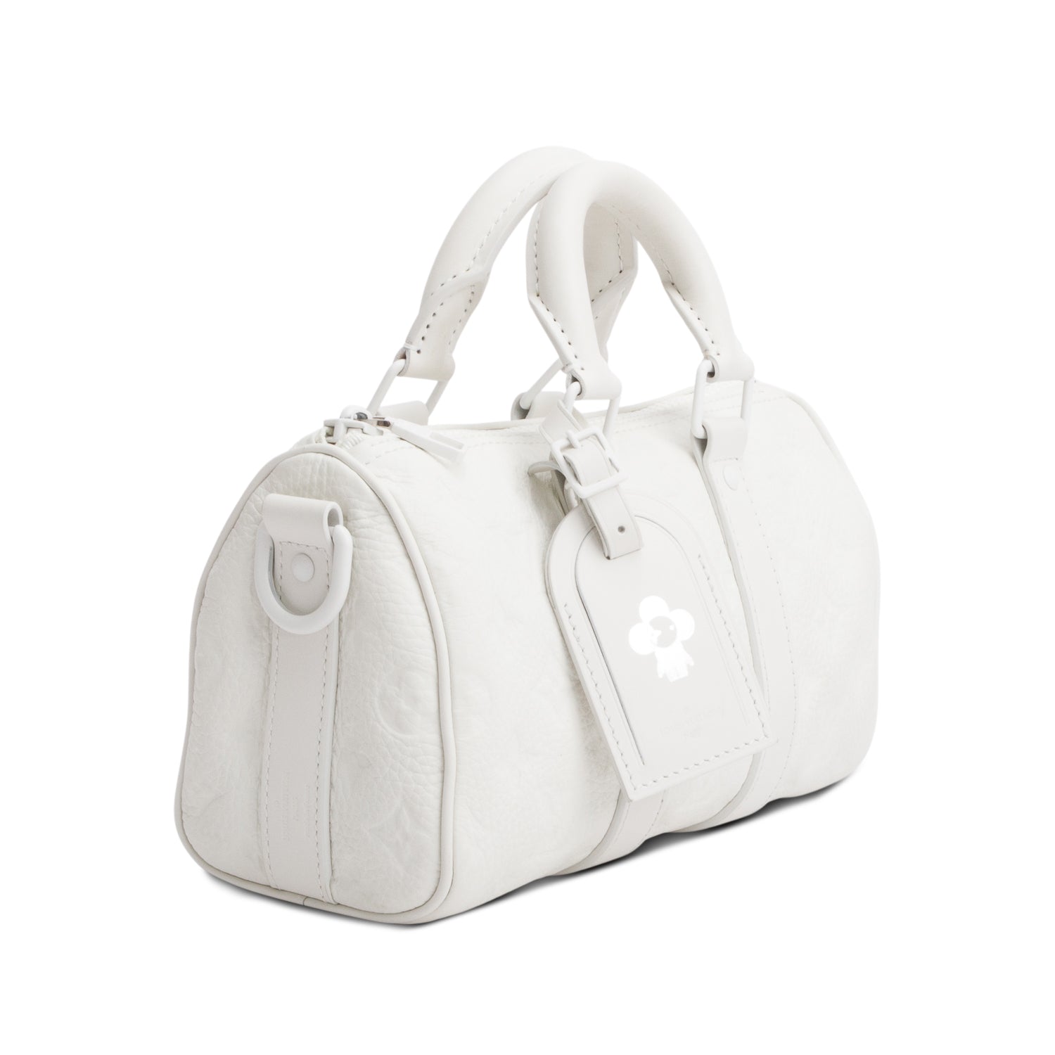 Louis Vuitton 2024 White Monogram Taurillion Leather Keepall Bandouliere 25 w/ Strap & Receipt