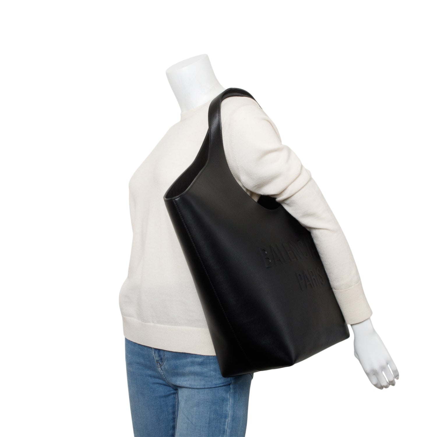Balenciaga Black Calfskin Leather Medium Mary Kate Tote w/ Pouch