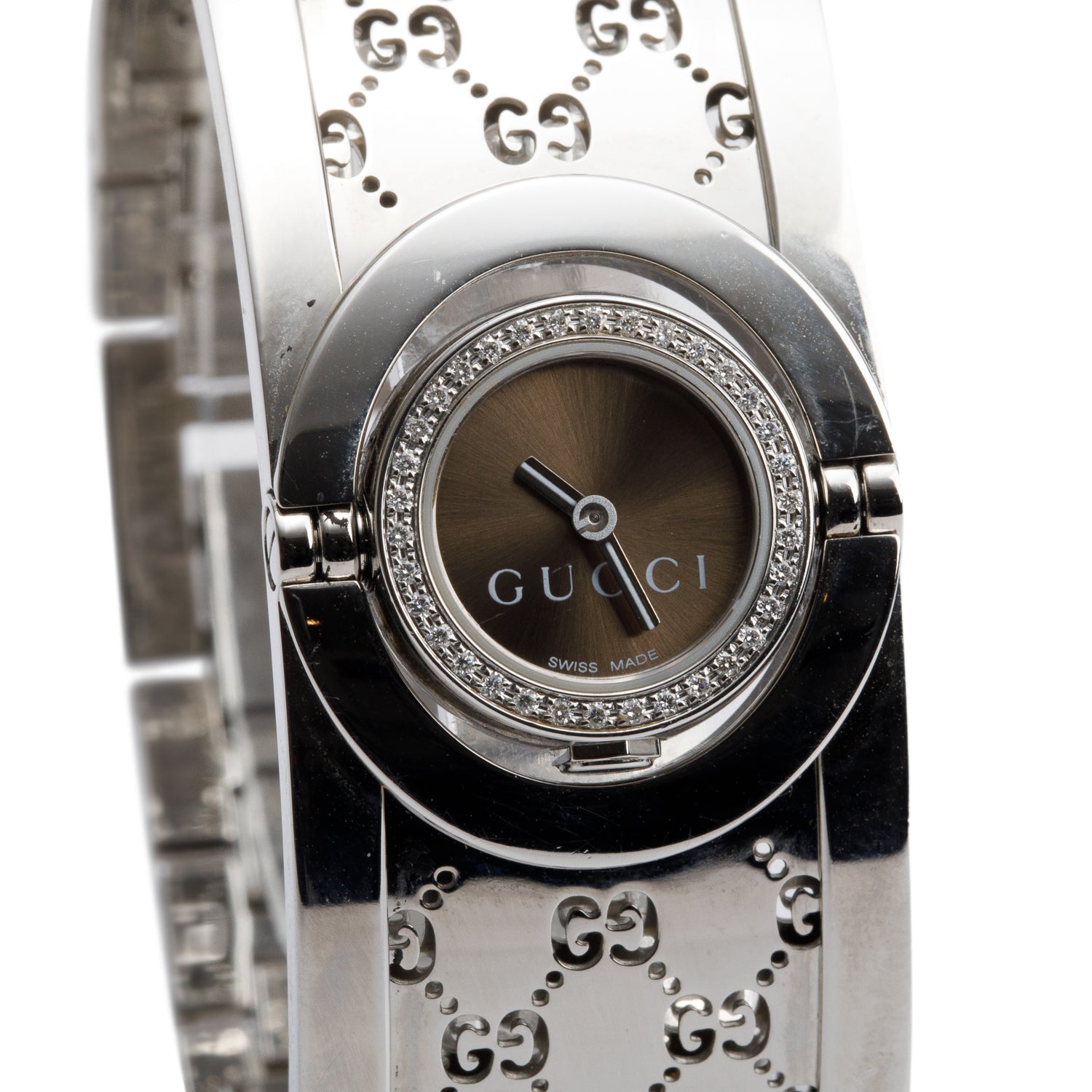 Gucci Stainless Steel Diamond Bezel Twirl Quartz Watch