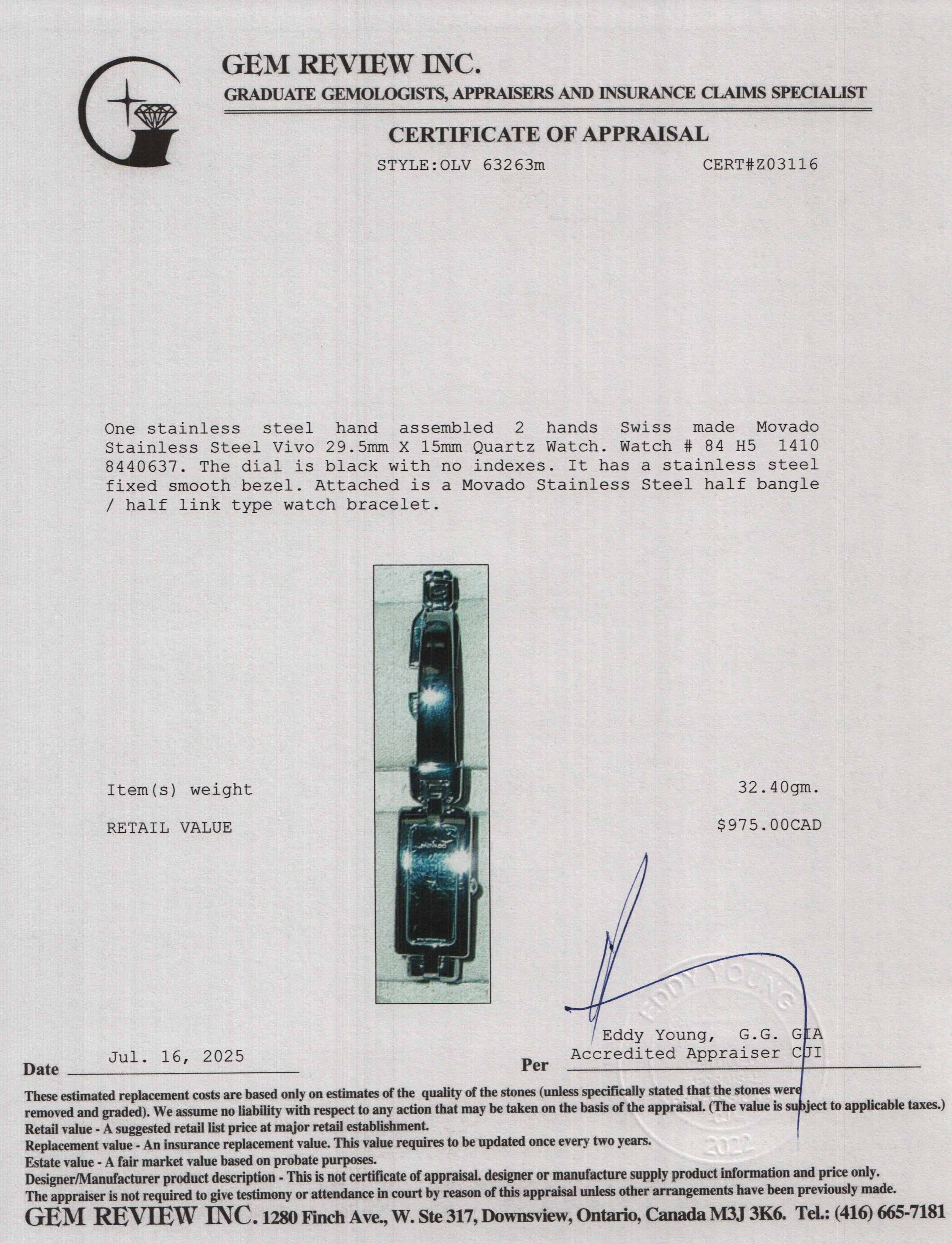 Movado Stainless Steel Vivo Quartz Watch