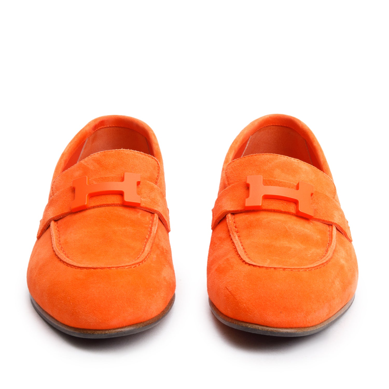 Hermes Orange Suede Goatskin Paris Loafer, Size 37 w/ Box