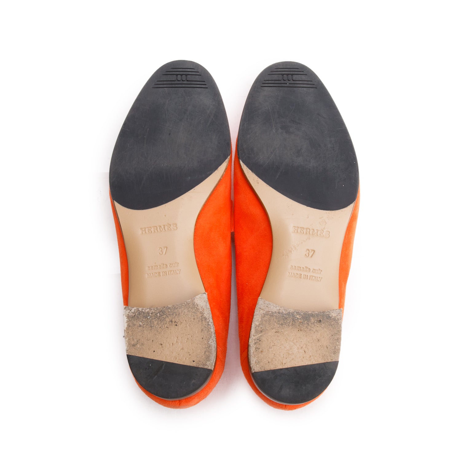 Hermes Orange Suede Goatskin Paris Loafer, Size 37 w/ Box
