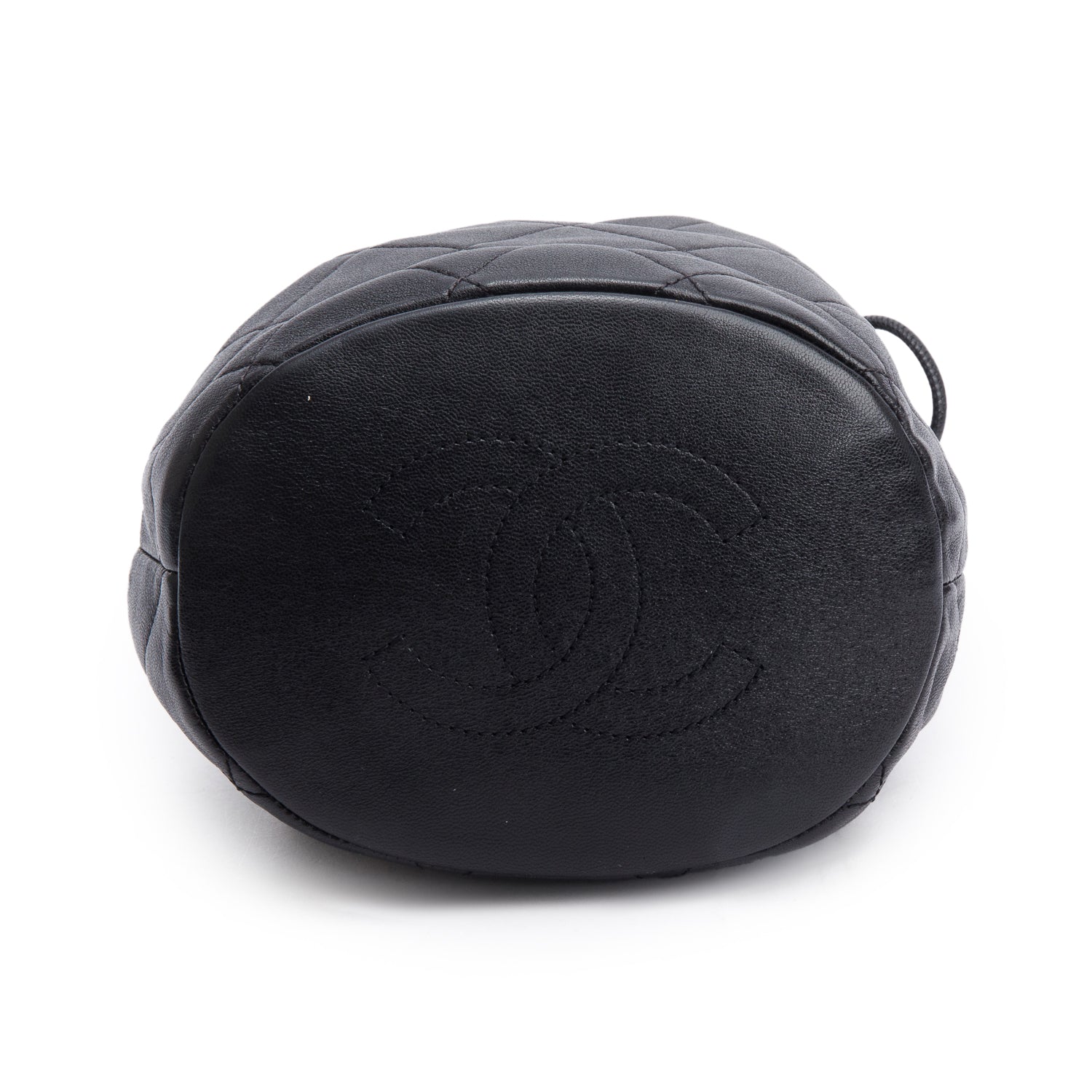 Chanel 2021 Black Calfskin Leather Chain is More Bucket Bag w/ Authenticity Card