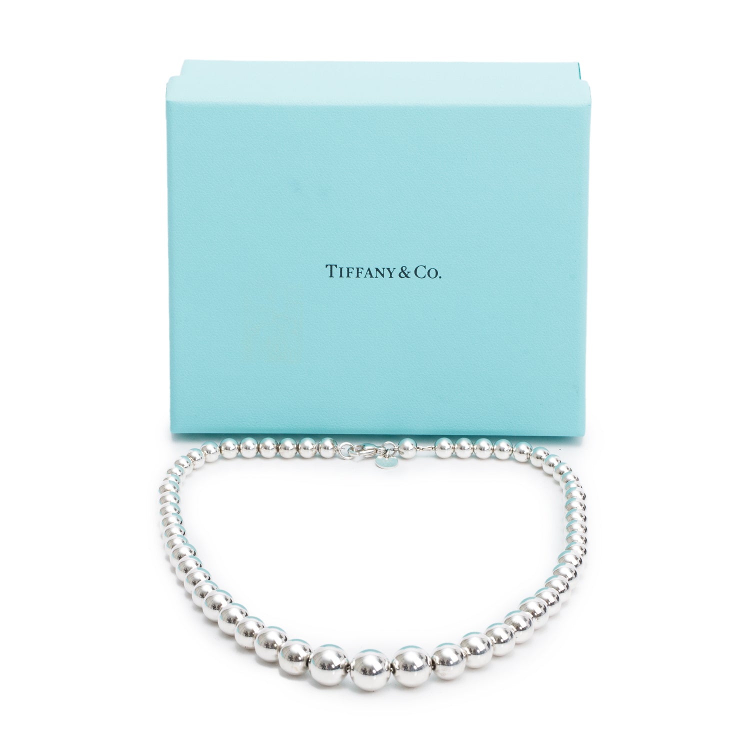 Tiffany & Co. Sterling Silver HardWear Graduated Ball Necklace w/ Box