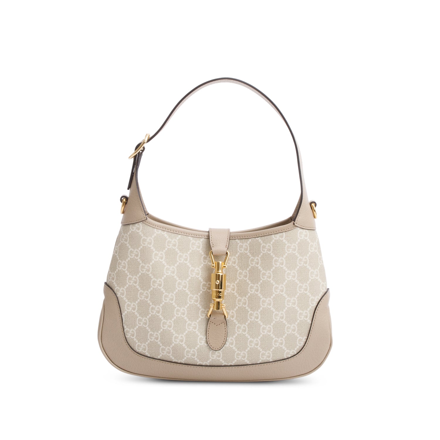 Gucci Neutral GG Supreme Monogram Canvas & Calfskin Leather Small Jackie 1961 Hobo w/ Straps