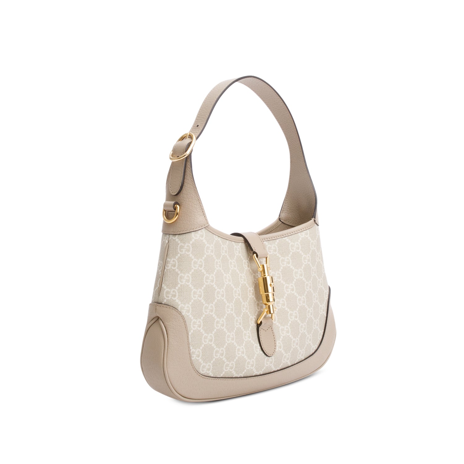 Gucci Neutral GG Supreme Monogram Canvas & Calfskin Leather Small Jackie 1961 Hobo w/ Straps