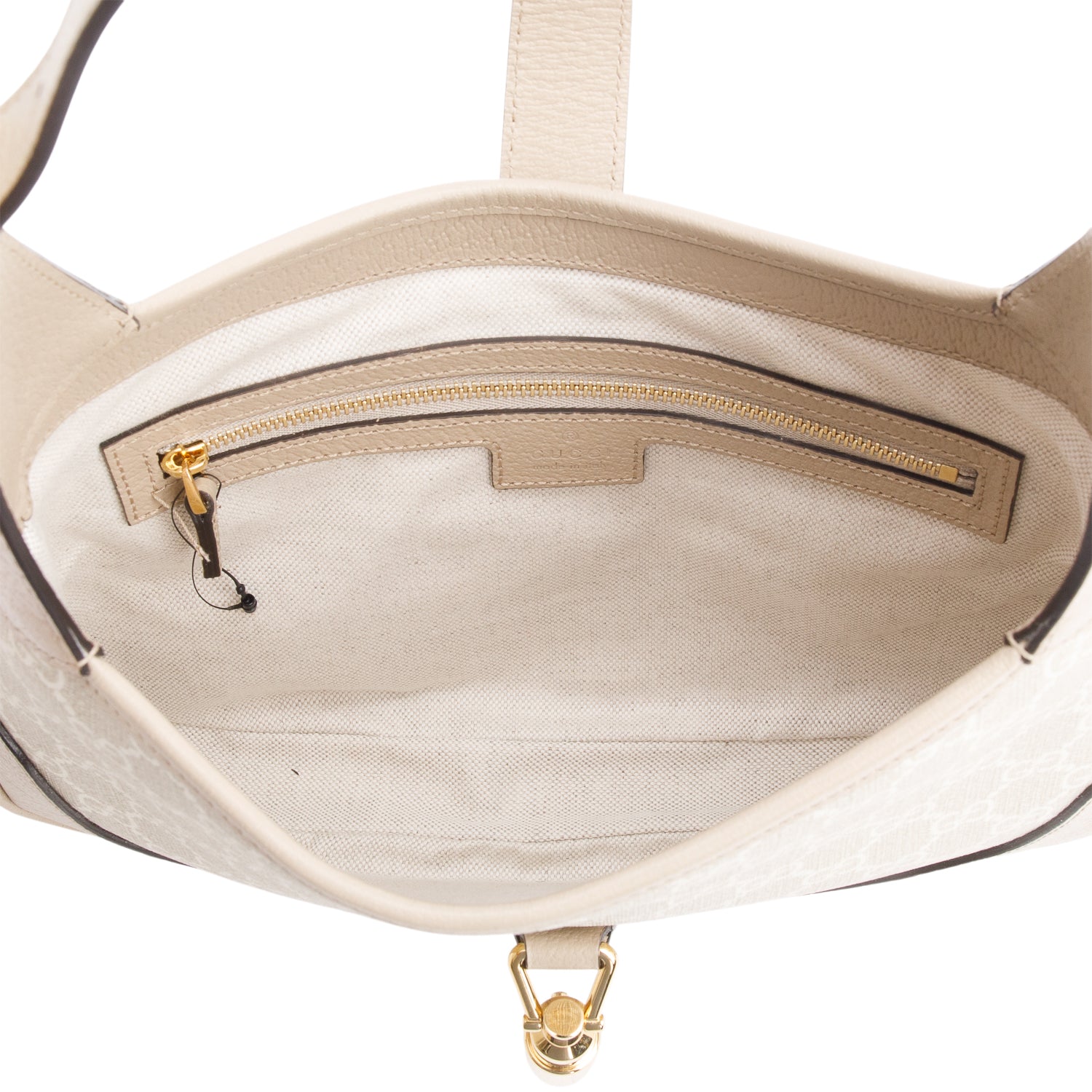 Gucci Neutral GG Supreme Monogram Canvas & Calfskin Leather Small Jackie 1961 Hobo w/ Straps